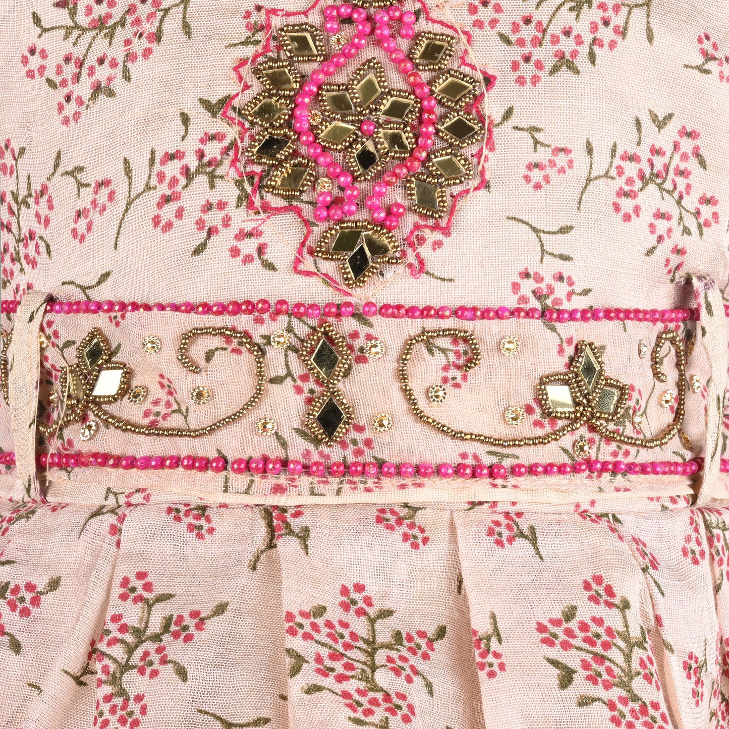 Girls Bead Embellished Floral Ethnic Dress fe3545