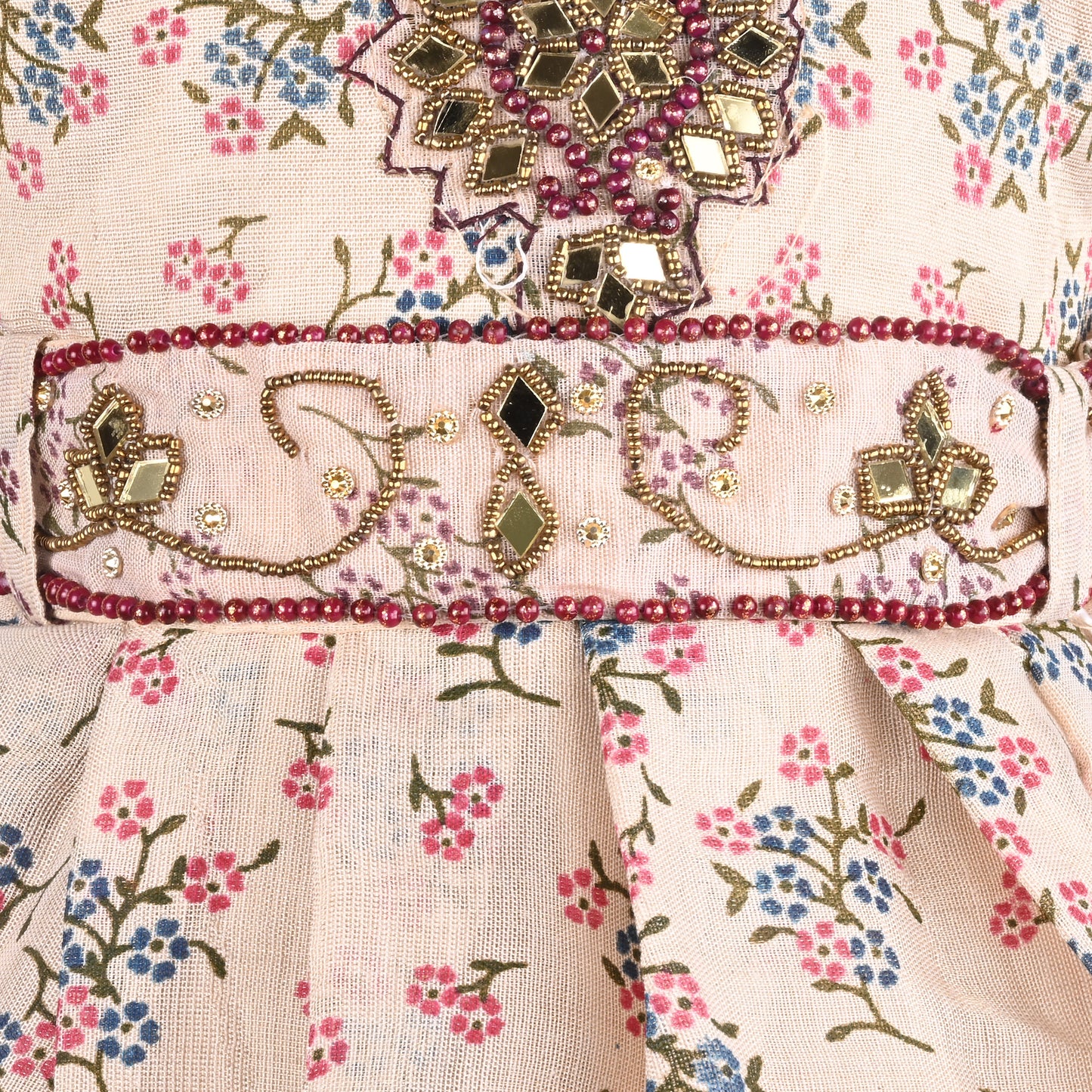 Girls Bead Embellished Floral Ethnic Dress fe3545