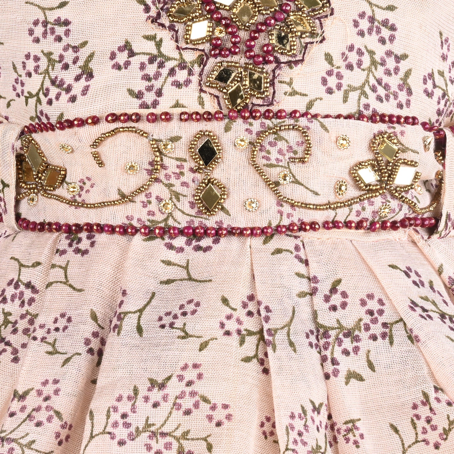 Girls Bead Embellished Floral Ethnic Dress fe3545