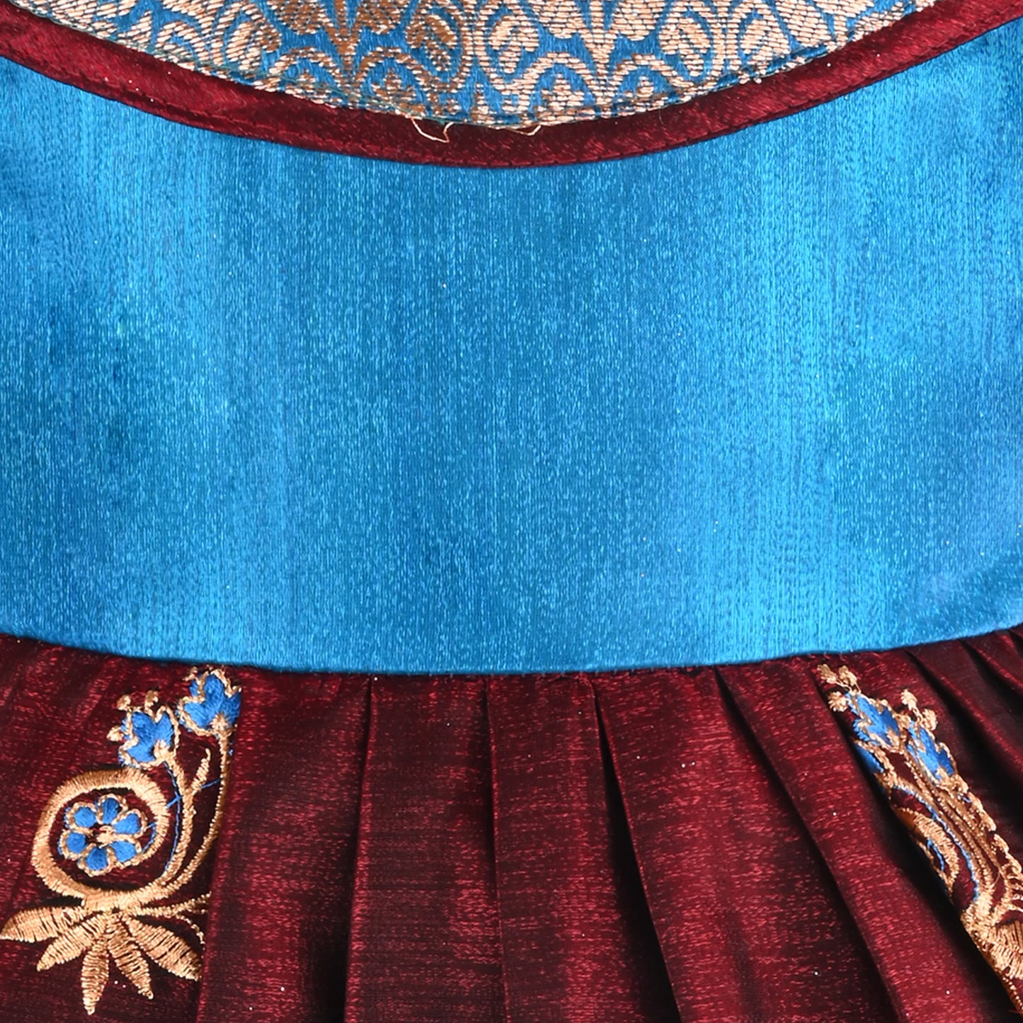 Girls Traditional Silk Party Frock – Banarasi Pattu Dress