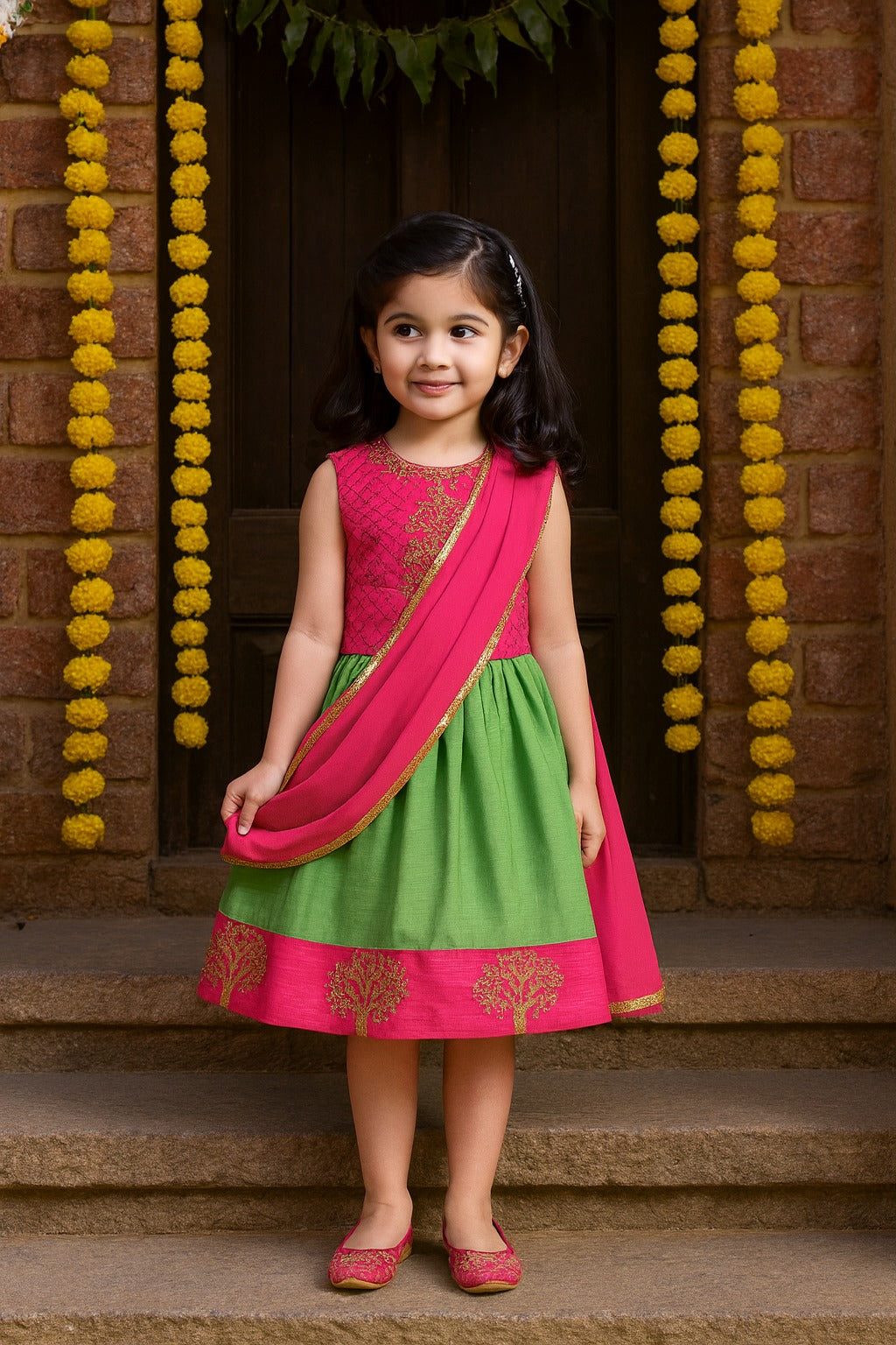 Girls Embroidered Ethnic Half saree dress