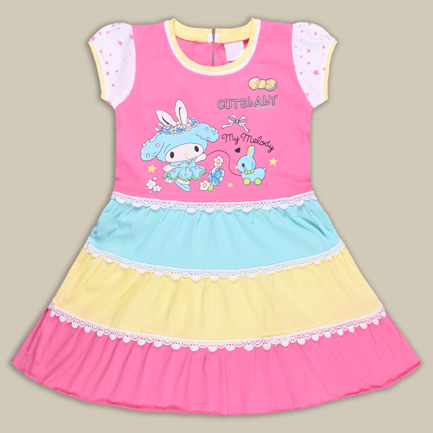 Girls Melody Printed Tiered Cotton Casual Dress
