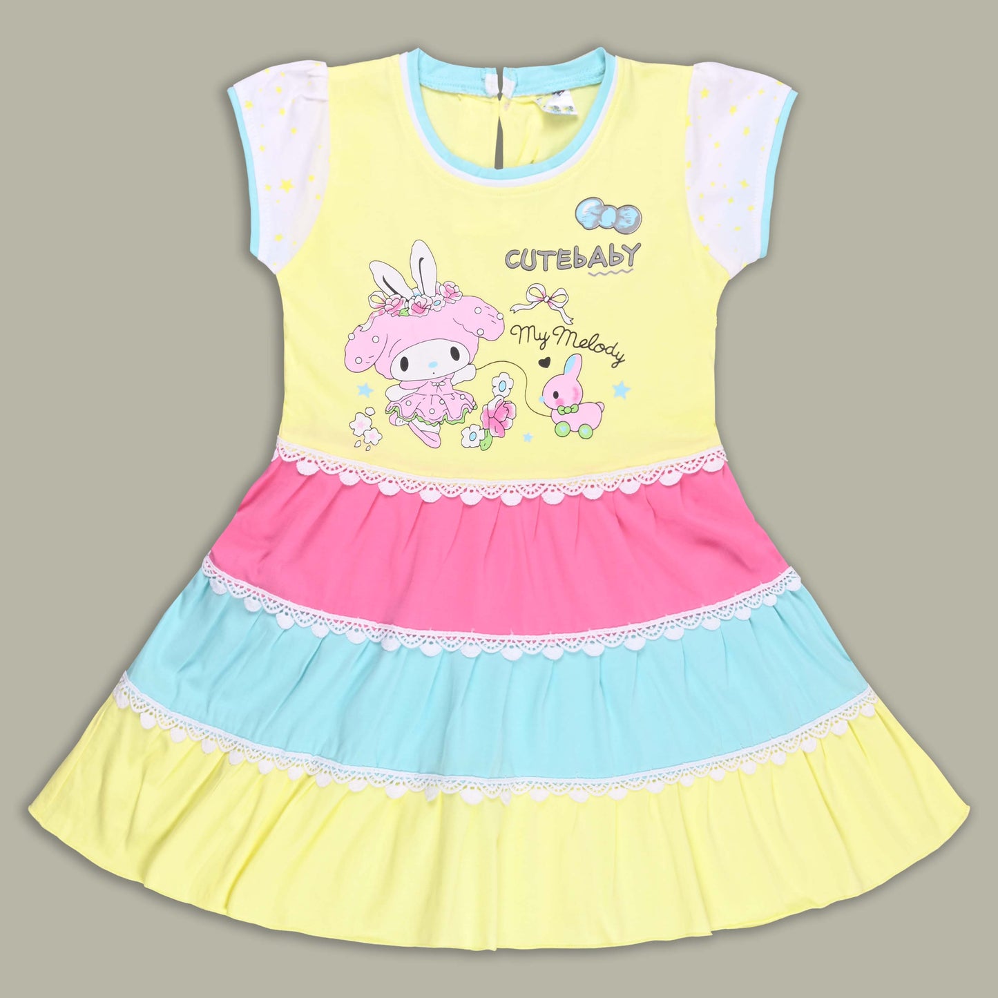 Girls Melody Printed Tiered Cotton Casual Dress