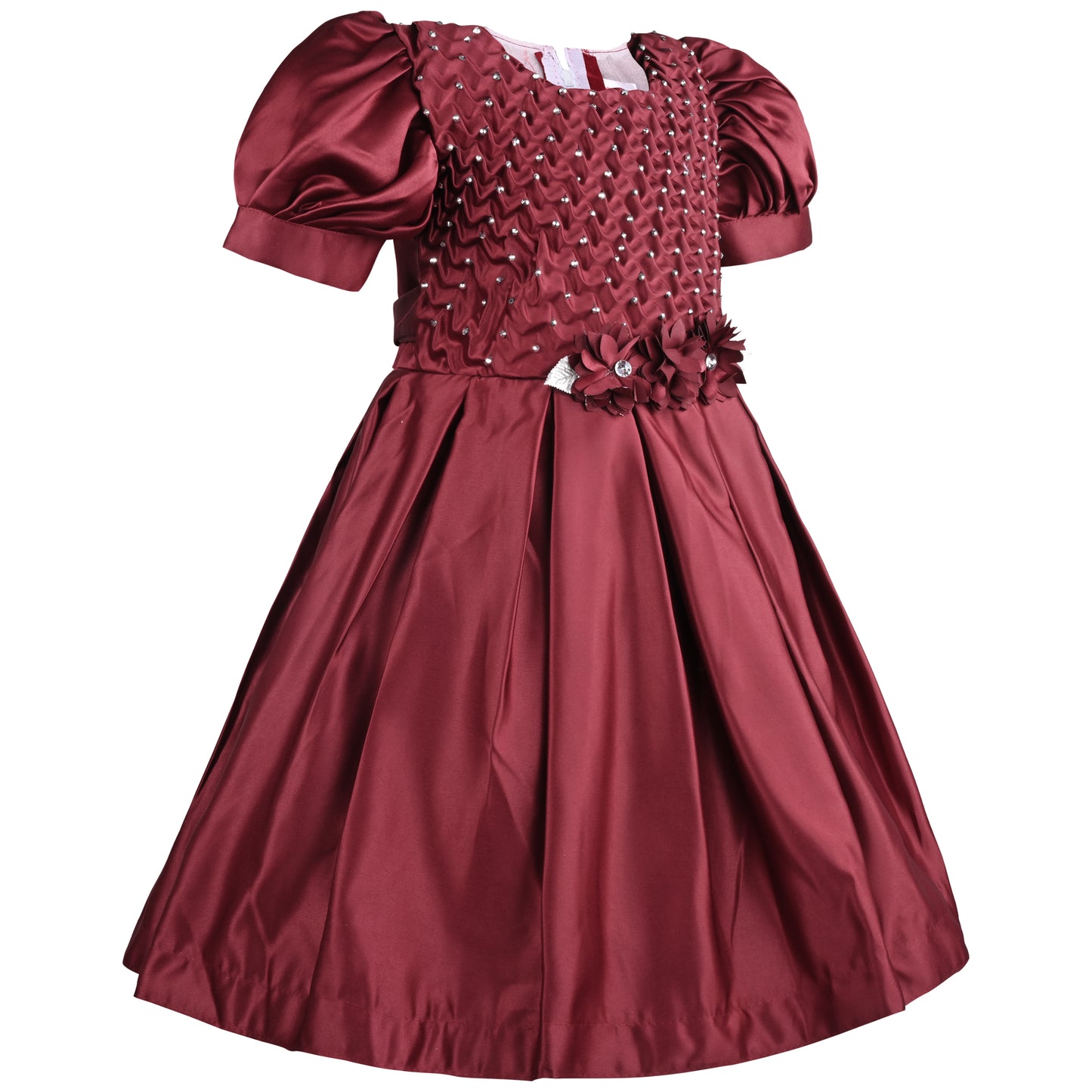 Girls Solid Fit and Flare Frock Dress
