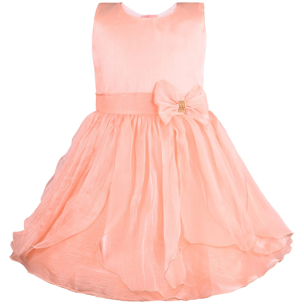 Girl Solid Sleeveless Knee Length Frock Dress
