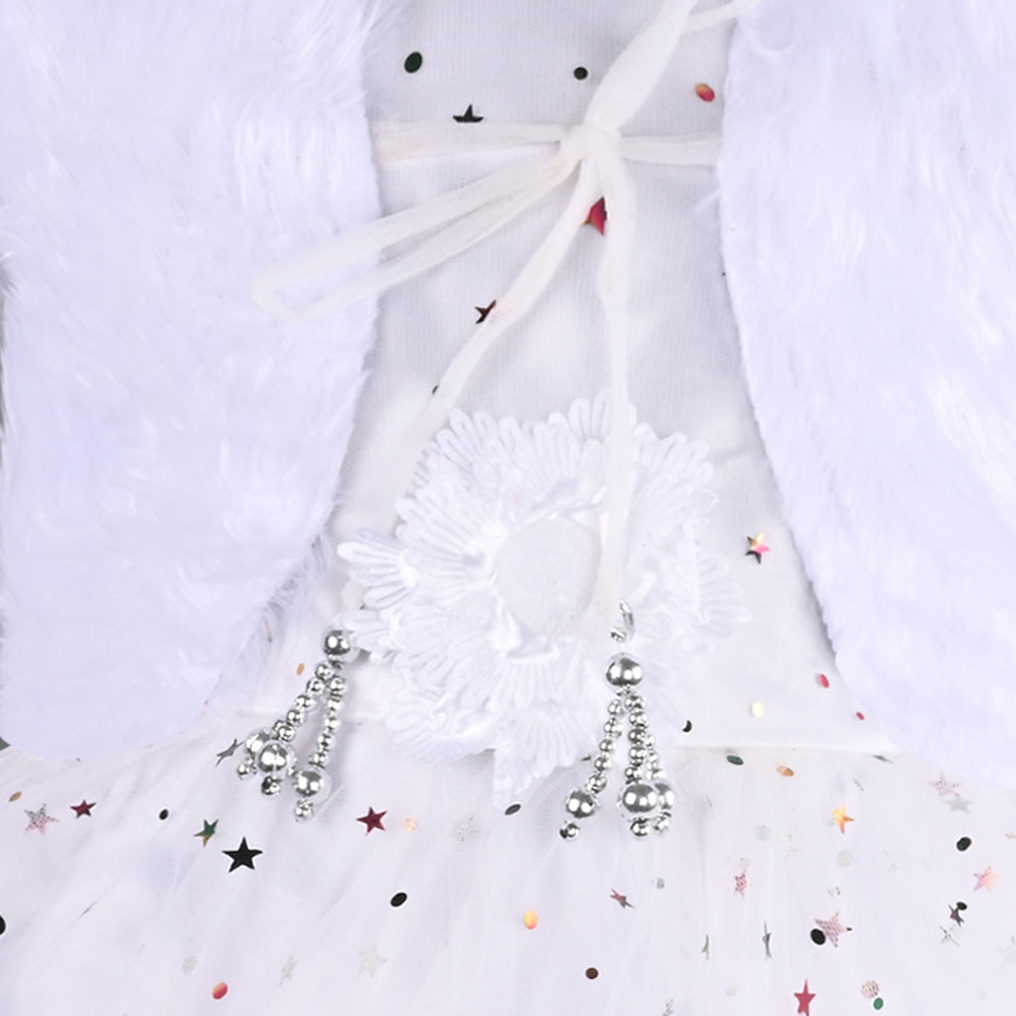 Girls Star Embellished Ruffled Hem Party Dress