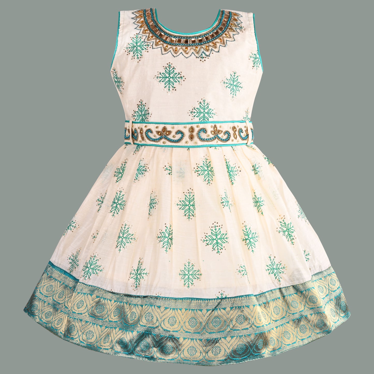 Buy Premium Onam Dress for Baby Girl Online | Girls Kasavu Frocks