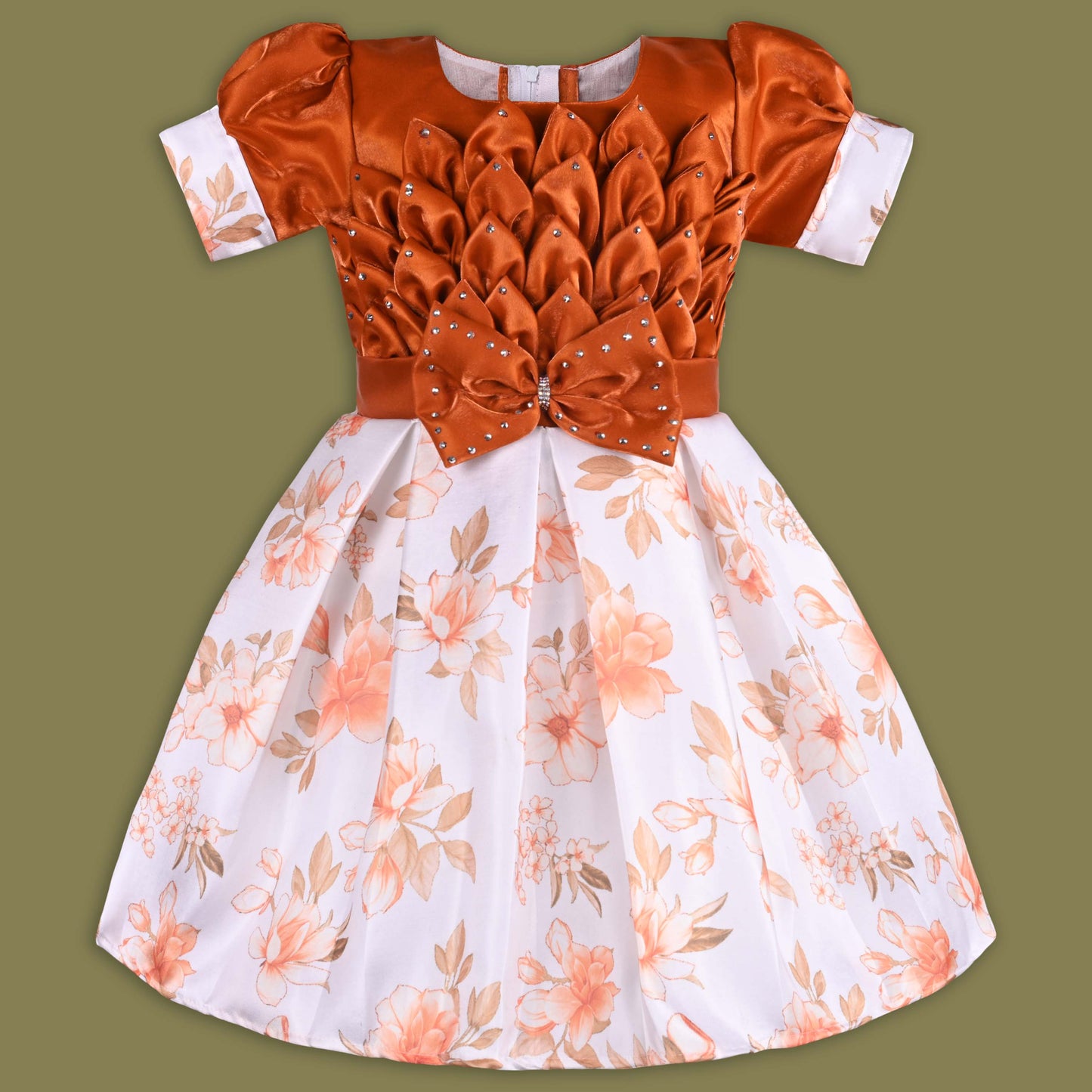 Girls Designer Floral Print Embellished Party Dress