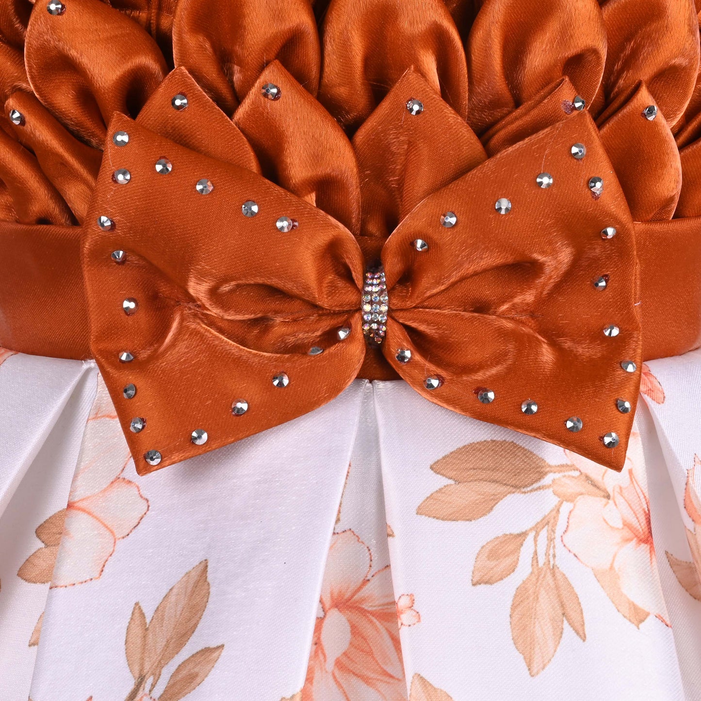 Girls Designer Floral Print Embellished Party Dress