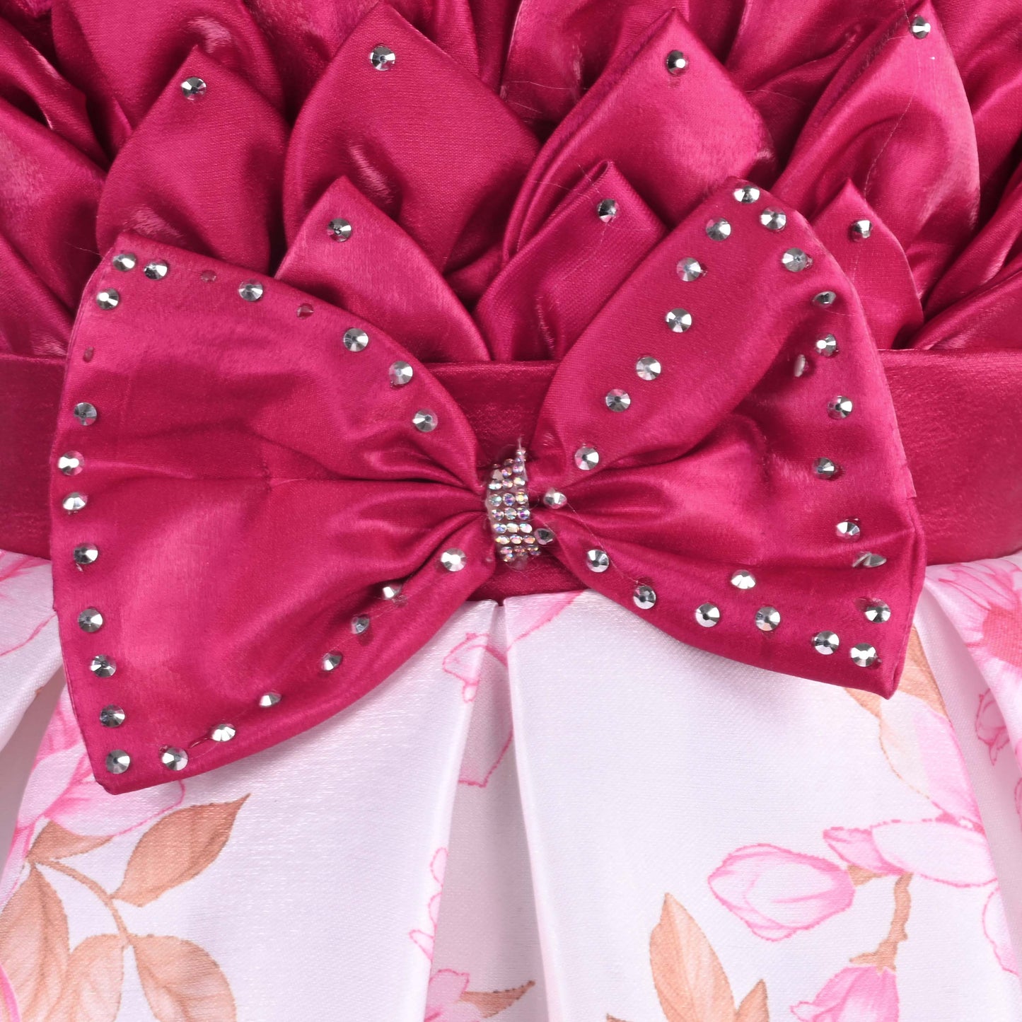 Girls Designer Floral Print Embellished Party Dress