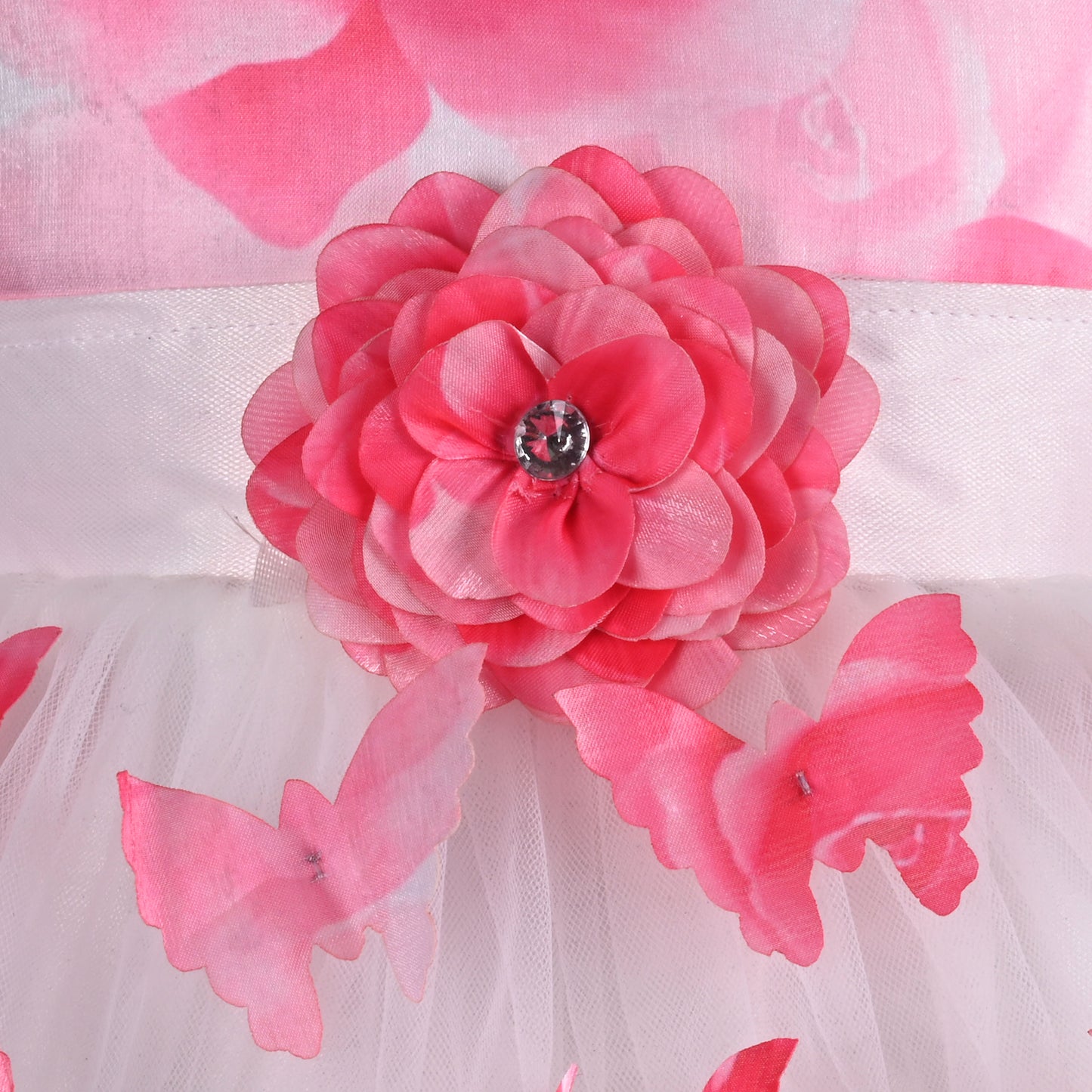 Girls Floral Butterfly Flutter Net Party Dress