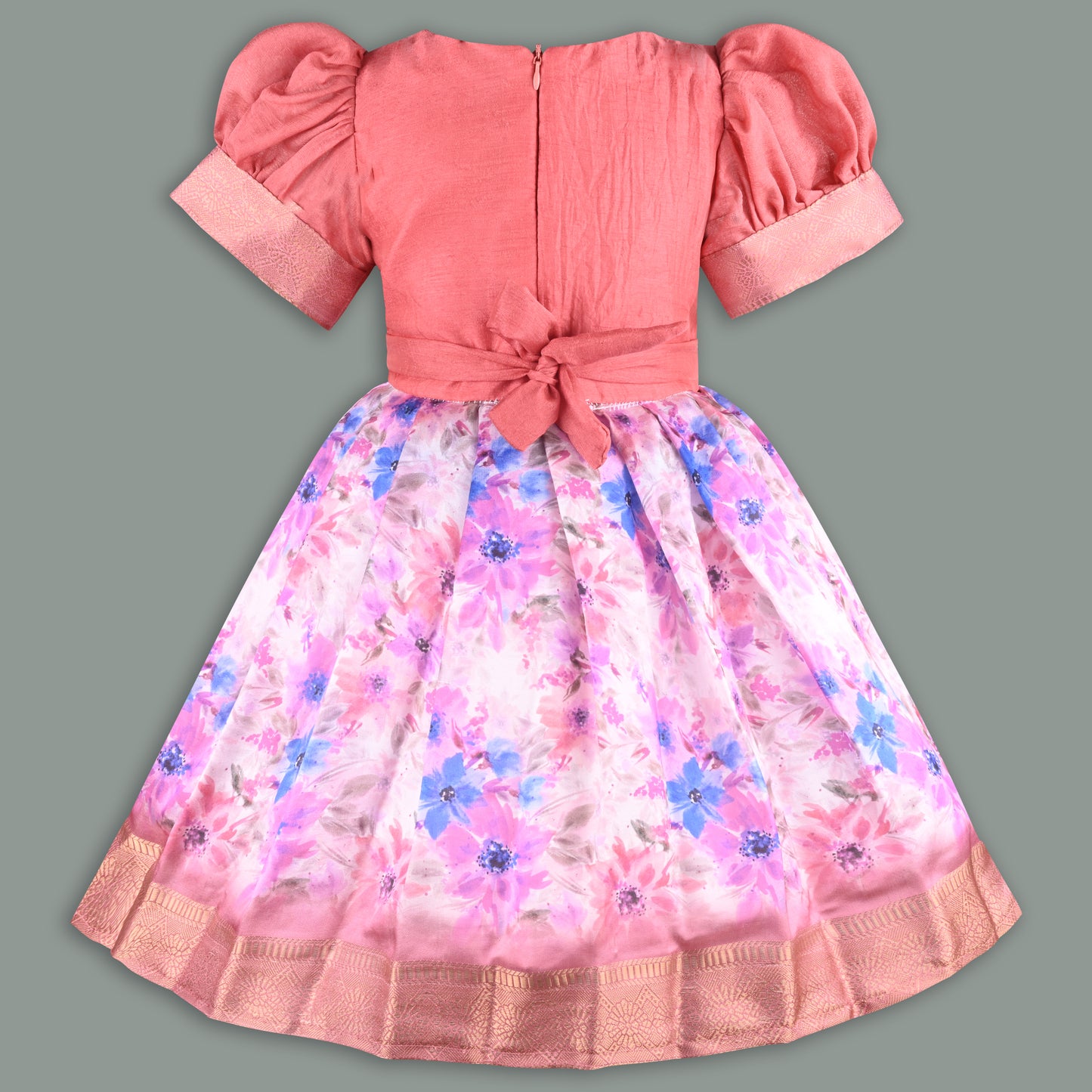 Girls Floral Print Bead Embellished Stylish Ethnic Dress