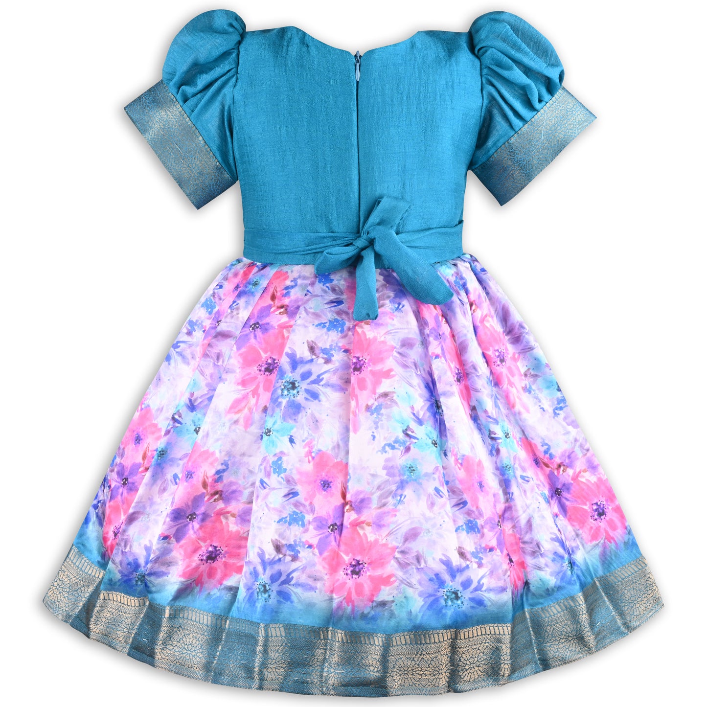 Girls Floral Print Bead Embellished Stylish Ethnic Dress