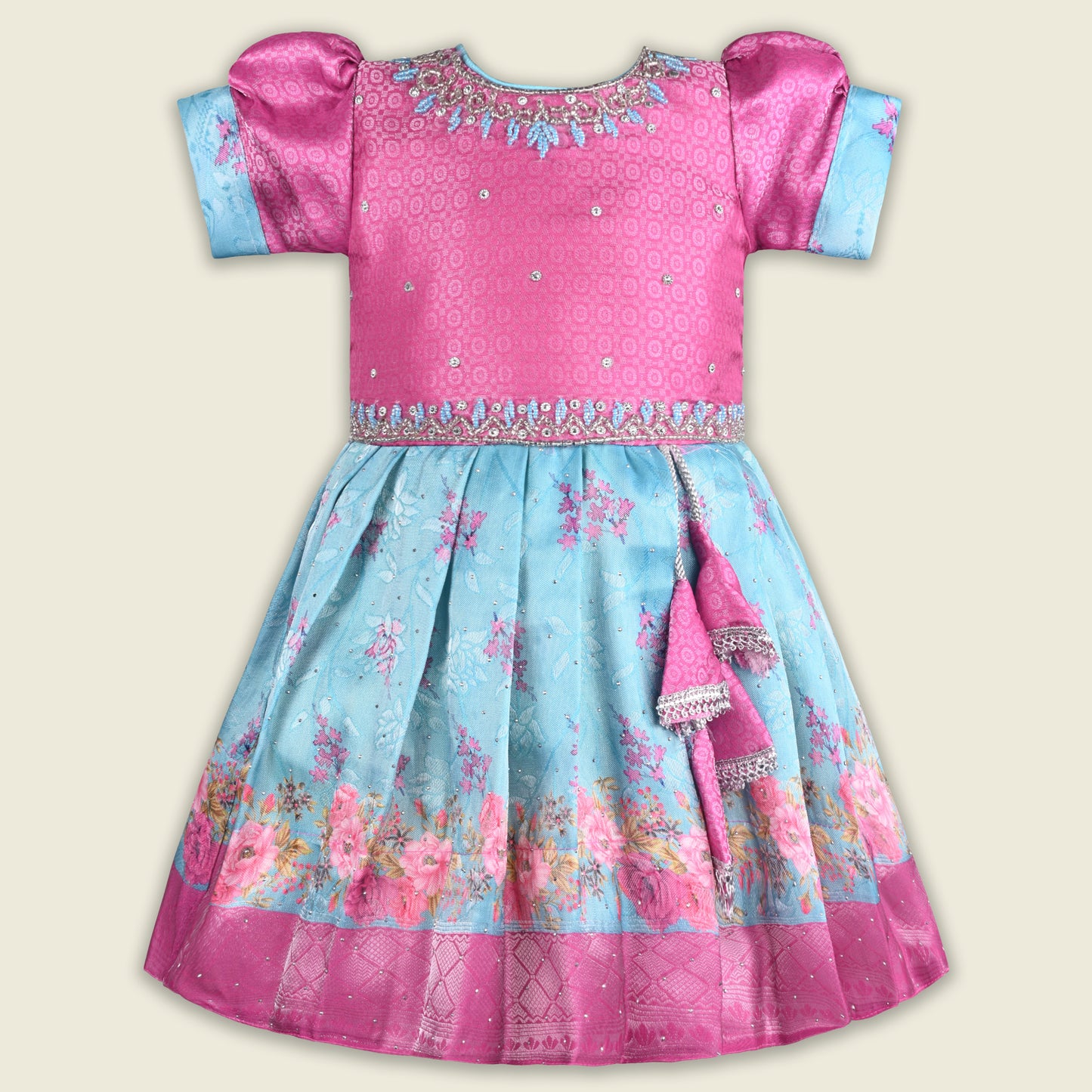 Girls Floral Embroidery Sequin Ethnic Dress