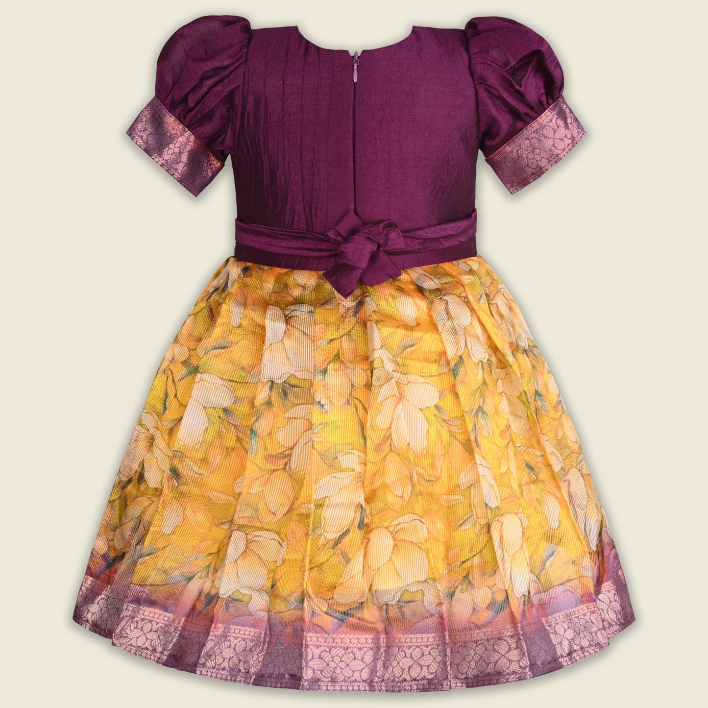 Girls Bead Embellished Floral Zari Ethnic Dress fep3529
