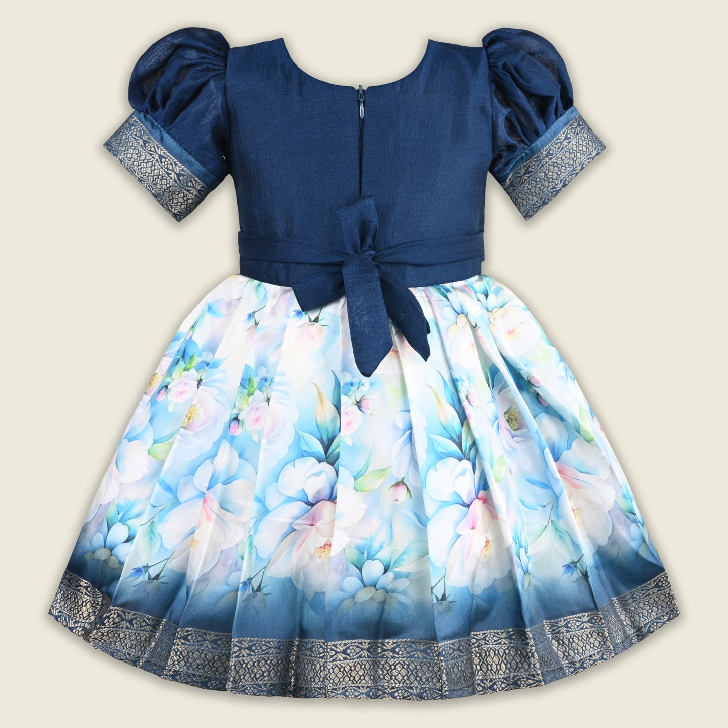 Girls Bead Embellished Floral Zari Ethnic Dress fep3530