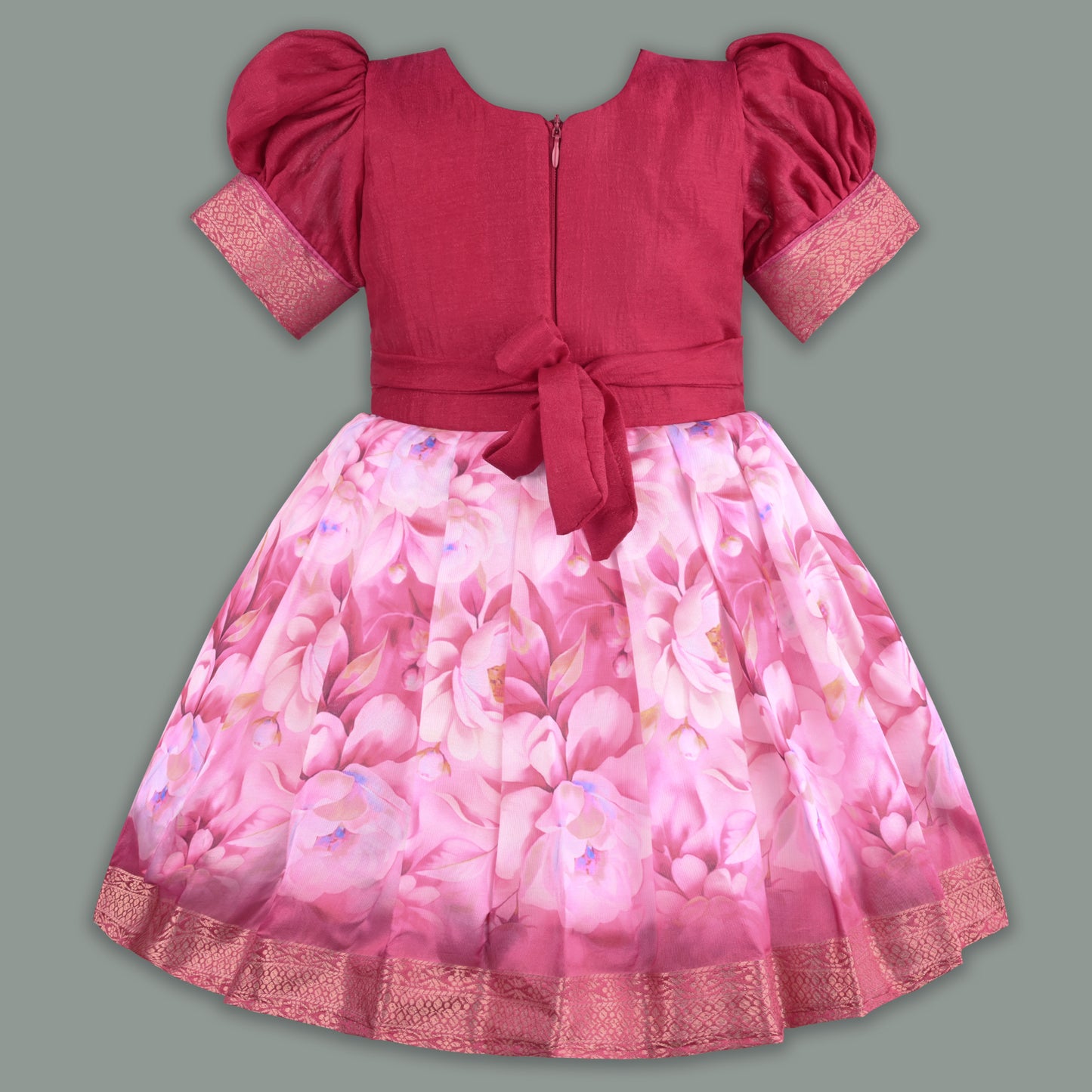 Girls Bead Embellished Floral Zari Ethnic Dress fep3530
