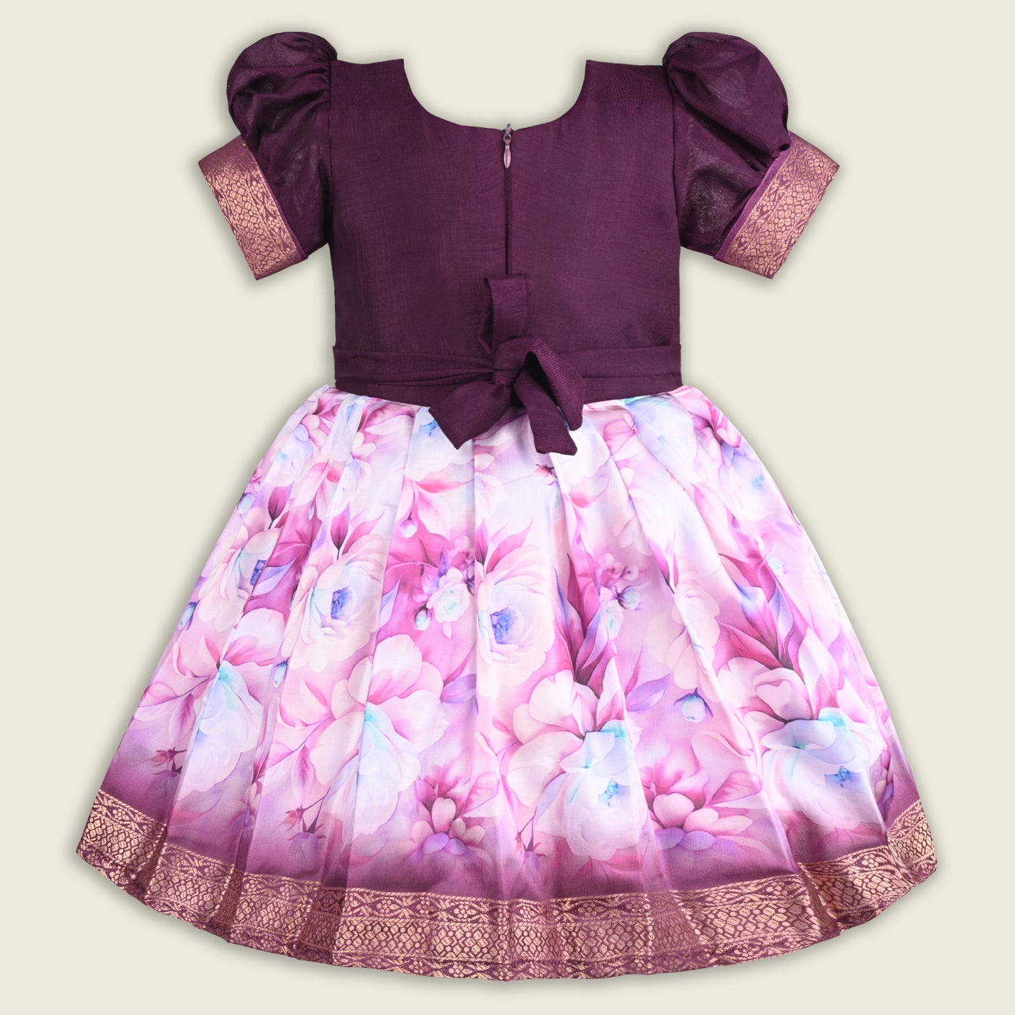 Girls Bead Embellished Floral Zari Ethnic Dress fep3530