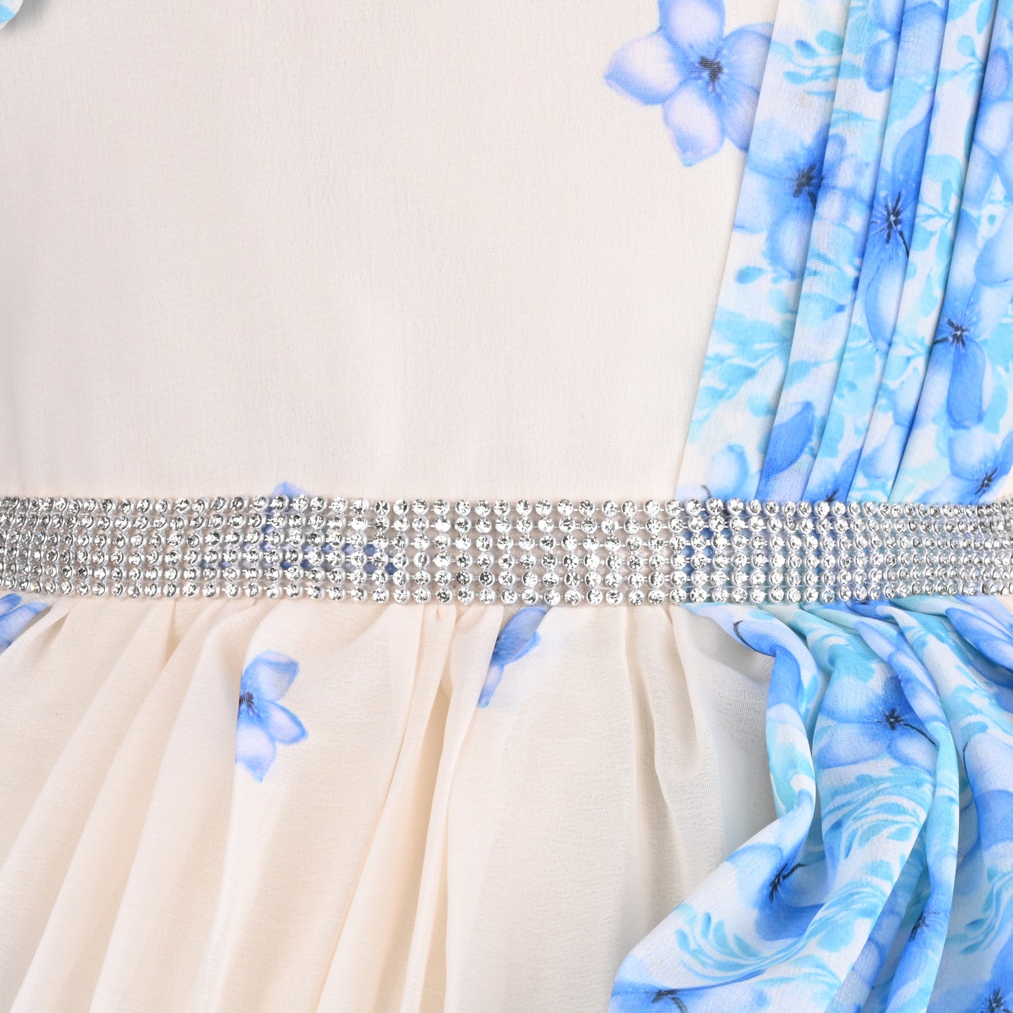 Girls Floral Party Dress with Attached Dupatta Style