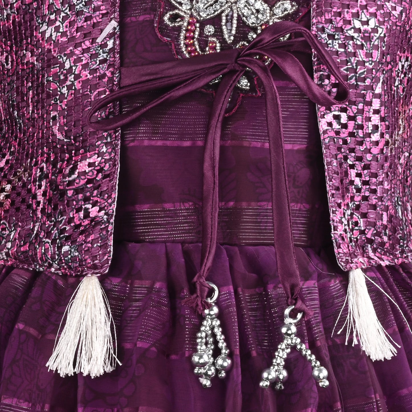 Girls Chiffon Festive Gown with Jacket Style & Embellished Details