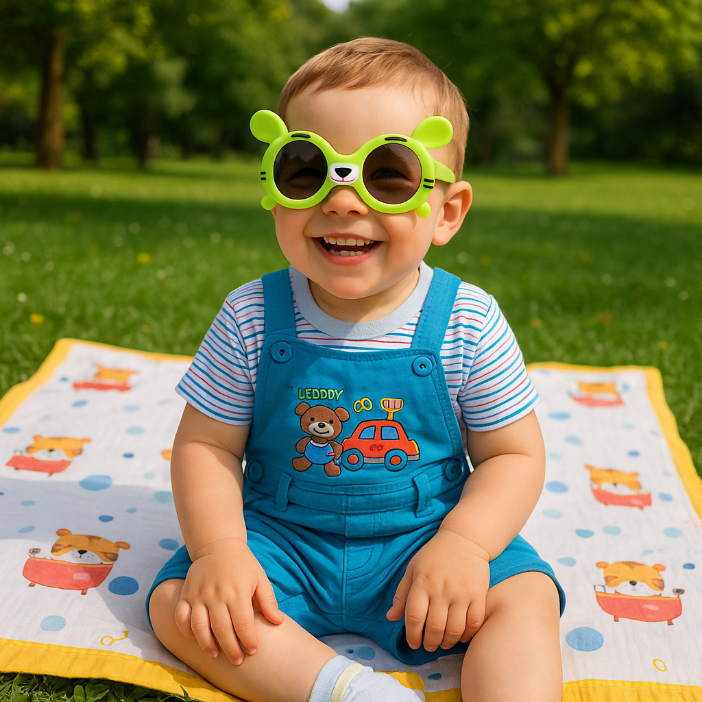 Boys Cotton Cartoon Tshirt and Dungaree Set