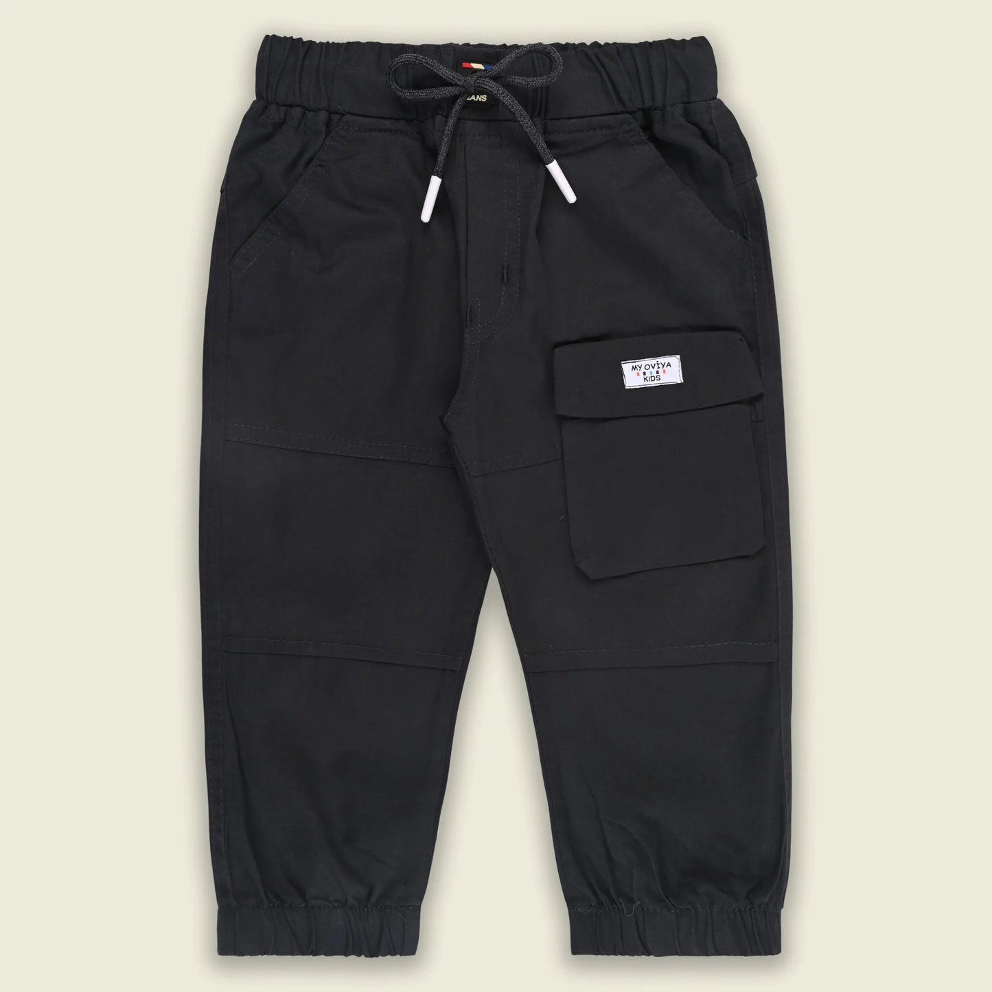 Boys Cotton Cargo Jogger Pants with Drawstring