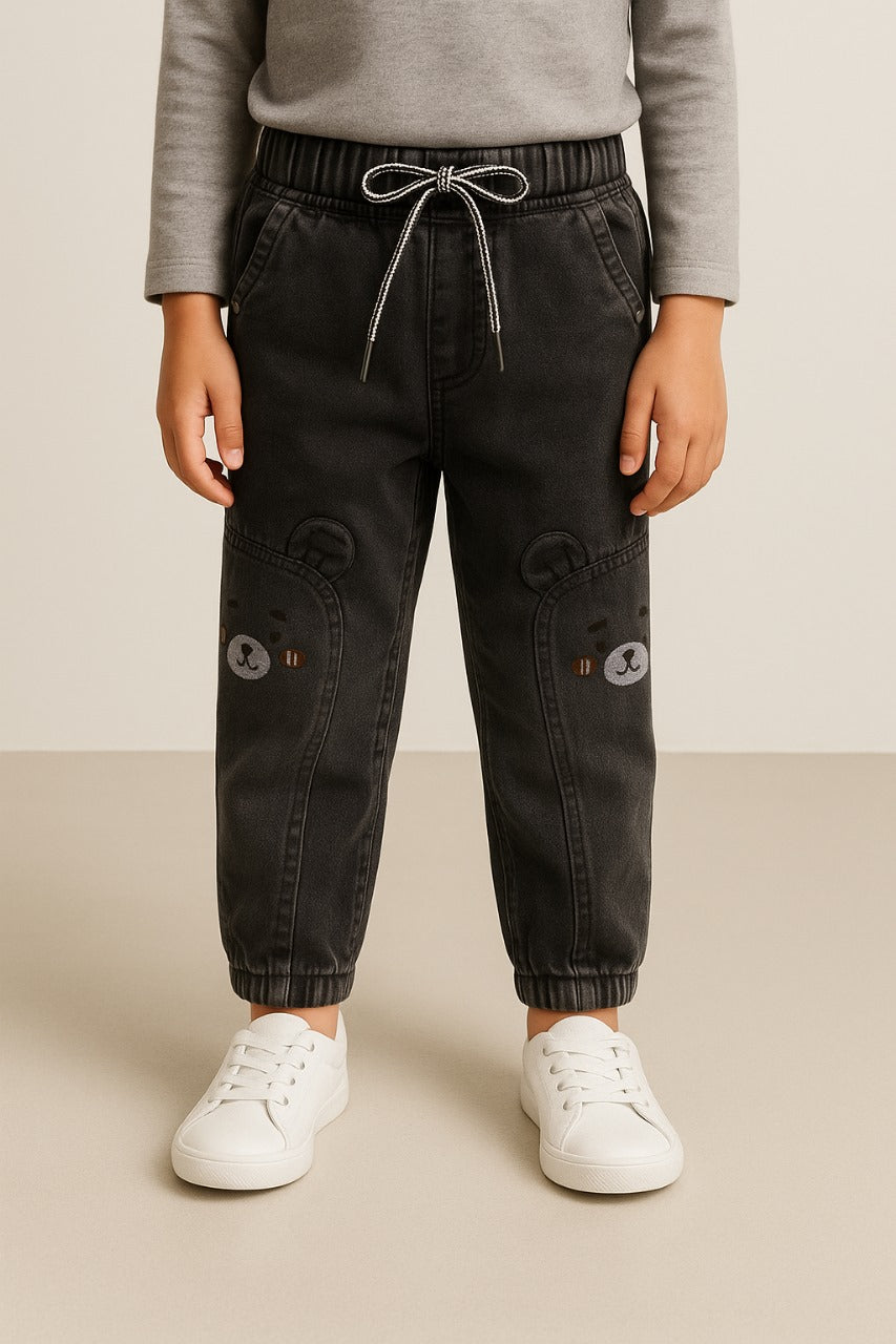 Boys Elastic Waist Cargo Denim Trouser