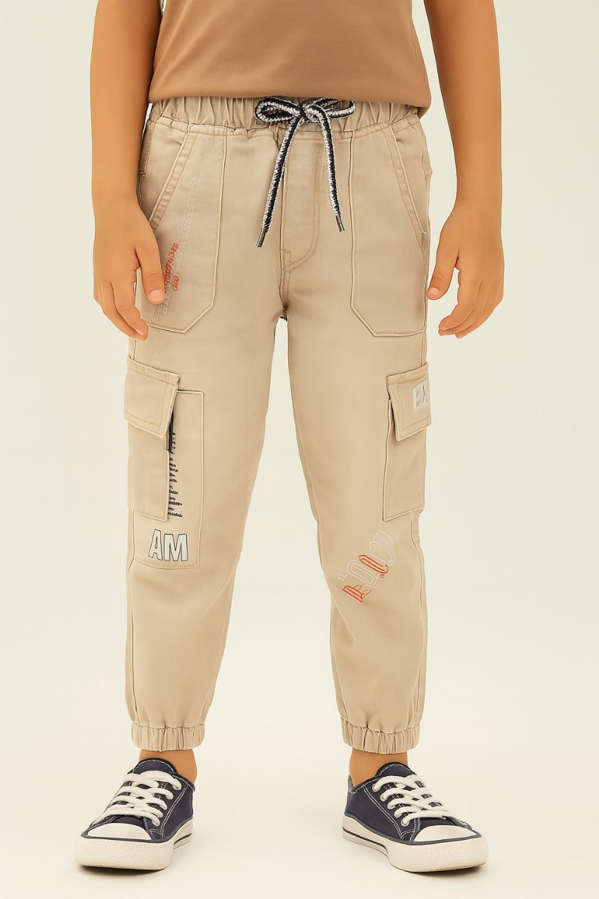 Boys Cotton Elastic Cargo Trouser
