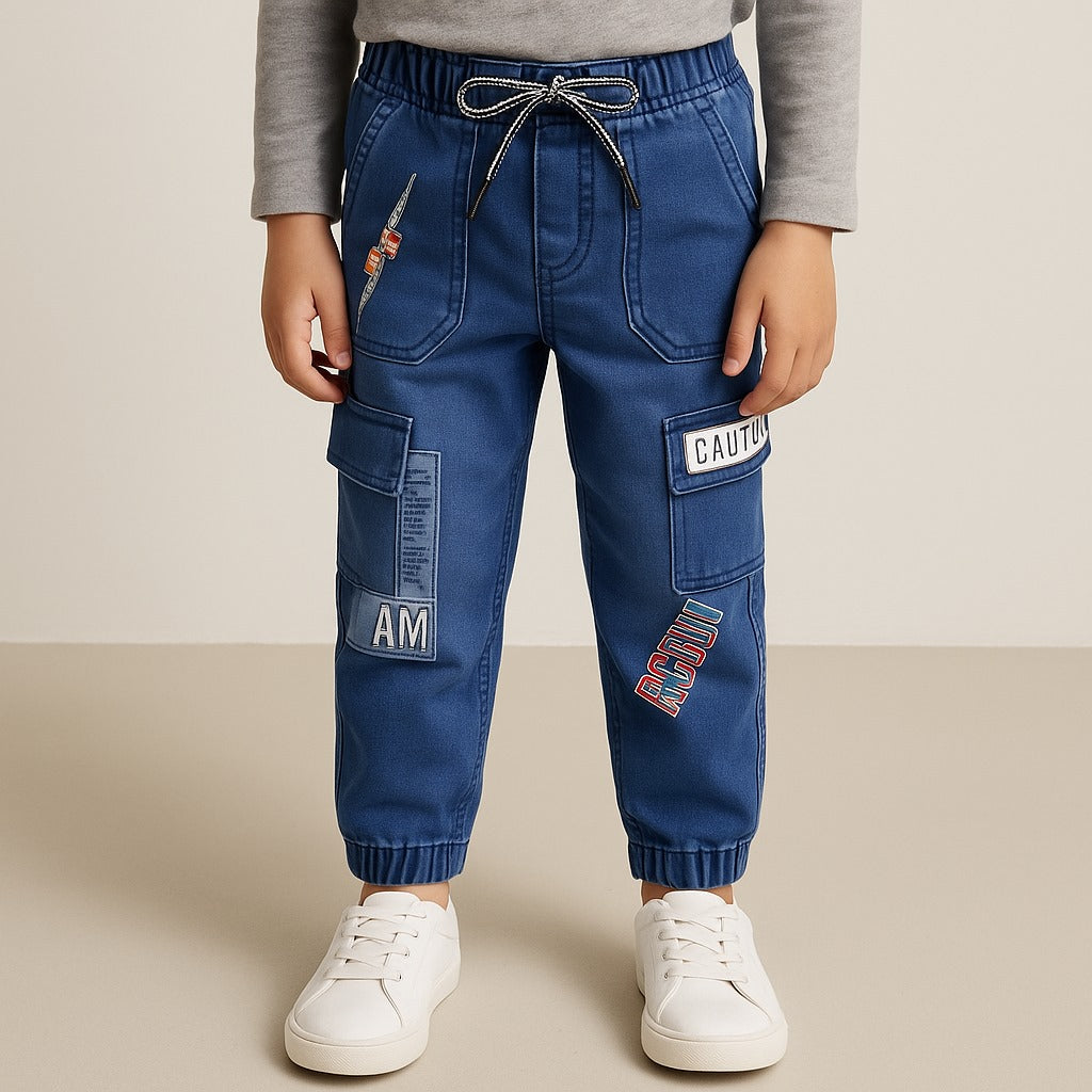 Boys Cotton Elastic Cargo Trouser