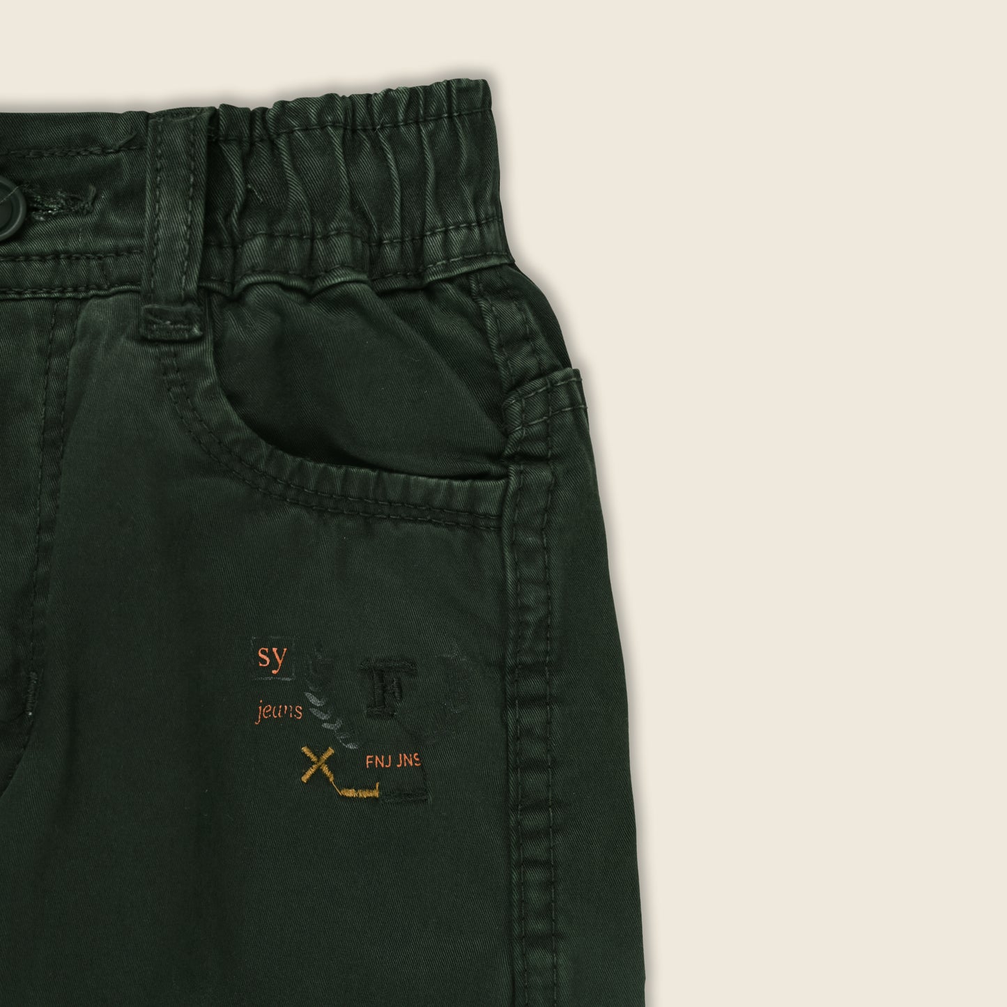 Boys Elastic Waist Cargo Denim Trouser