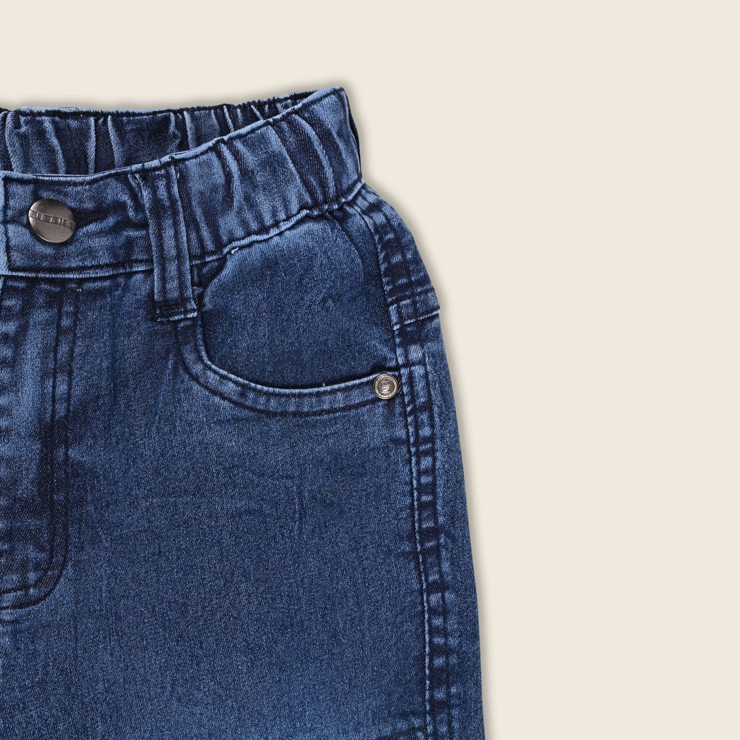 Boys Elastic Waist Cargo Denim Trouser