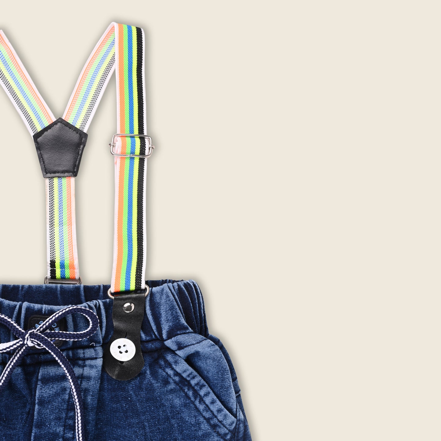 Boys Blue Denim Elastic Cargo Trouser With Suspenders