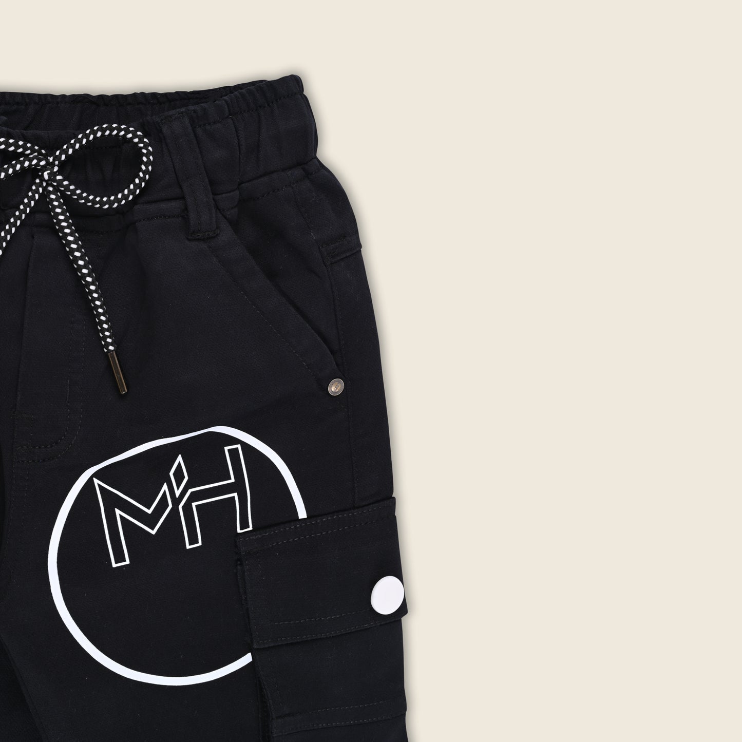 Boys Cotton Cargo Printed Trouser With Belt Accessories