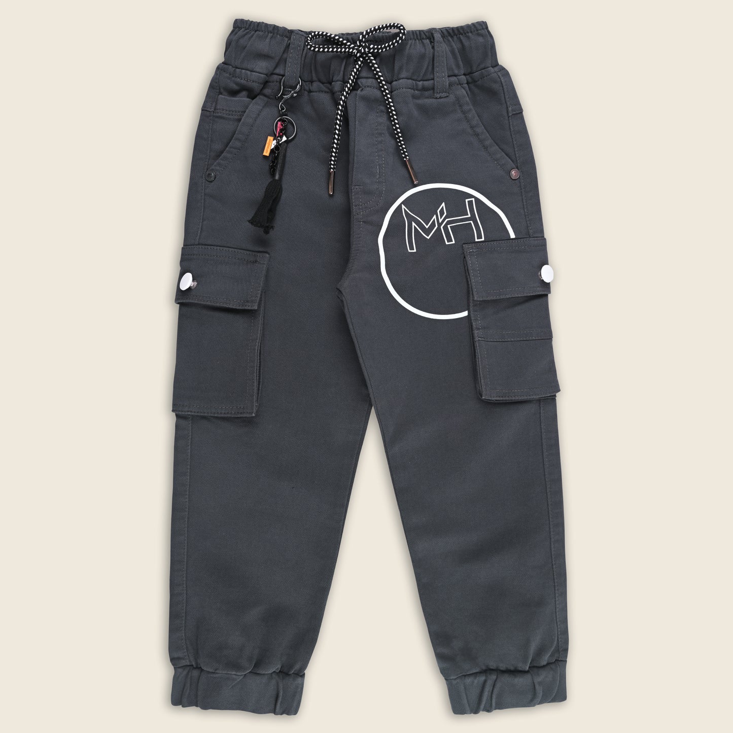 Boys Cotton Cargo Printed Trouser With Belt Accessories