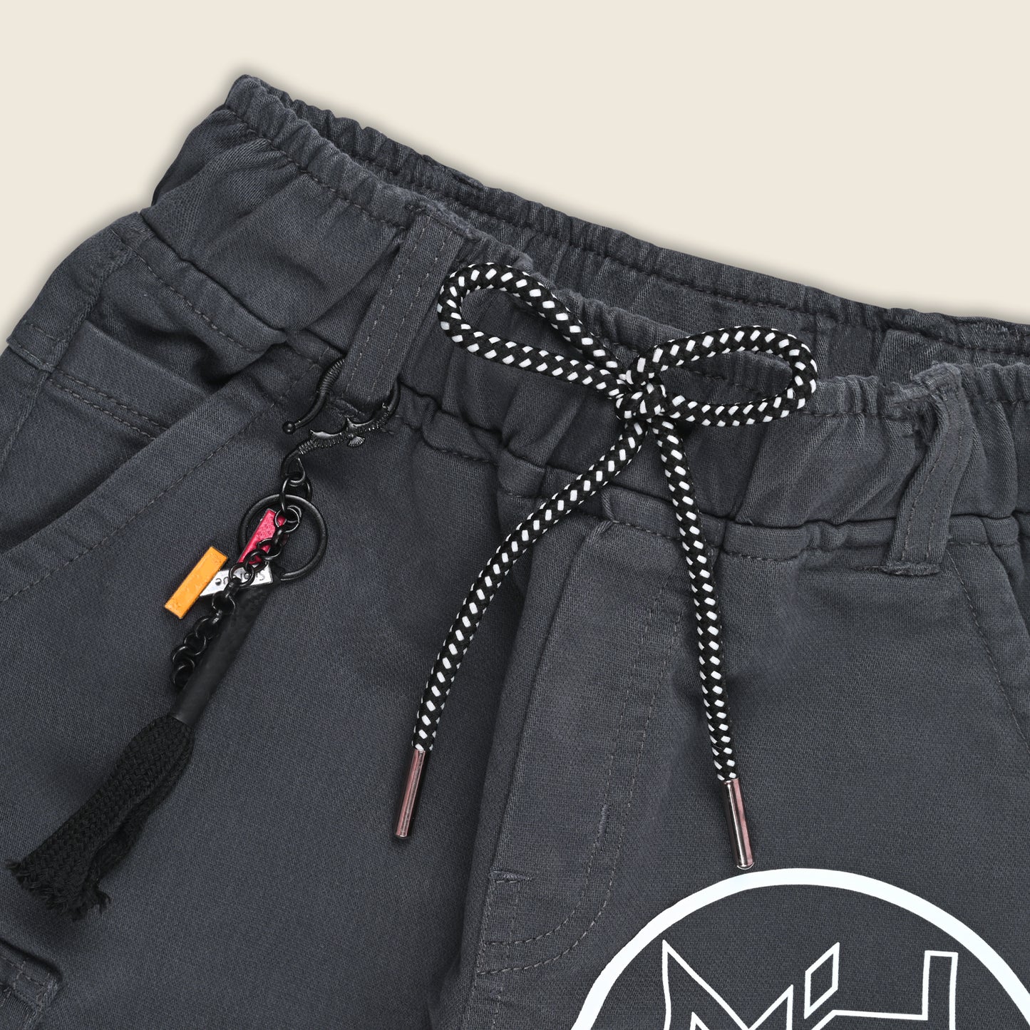 Boys Cotton Cargo Printed Trouser With Belt Accessories