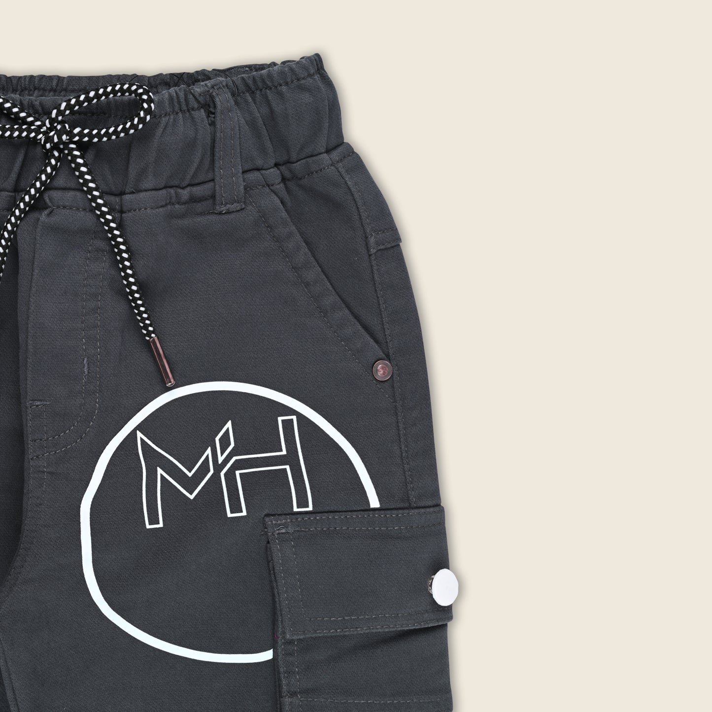 Boys Cotton Cargo Printed Trouser With Belt Accessories