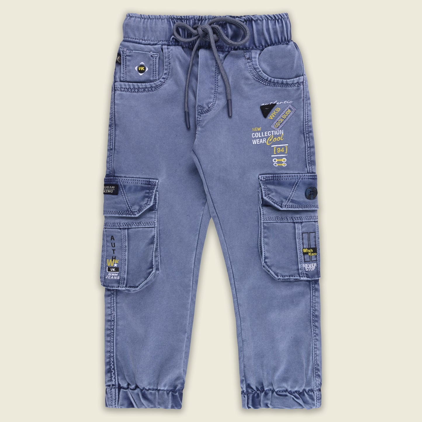 Boys Denim Cargo Jogger Jeans with Side Pockets