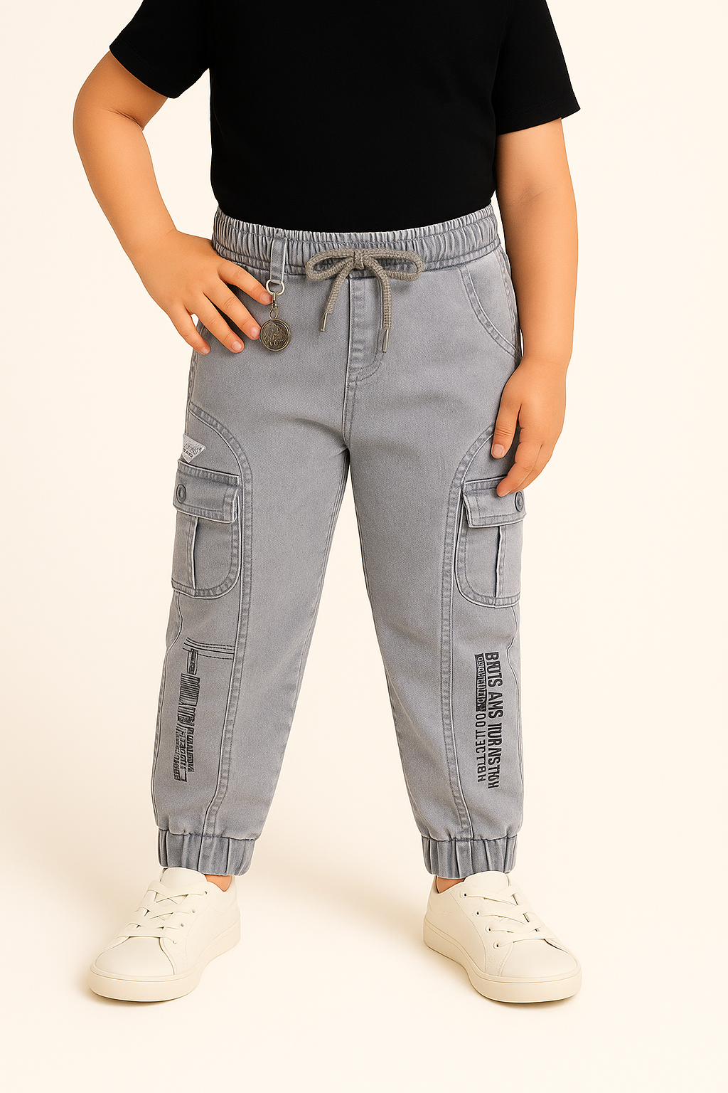 Boys Denim Printed Jogger Fit Jeans