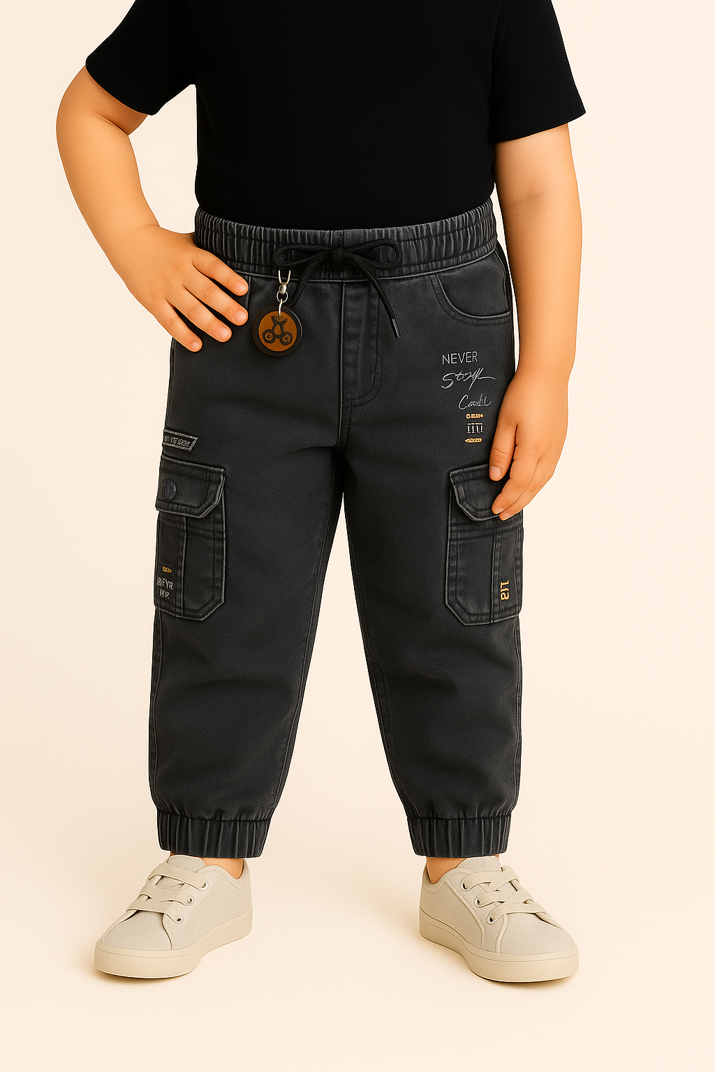 Boys Denim Printed Jogger Fit Jeans