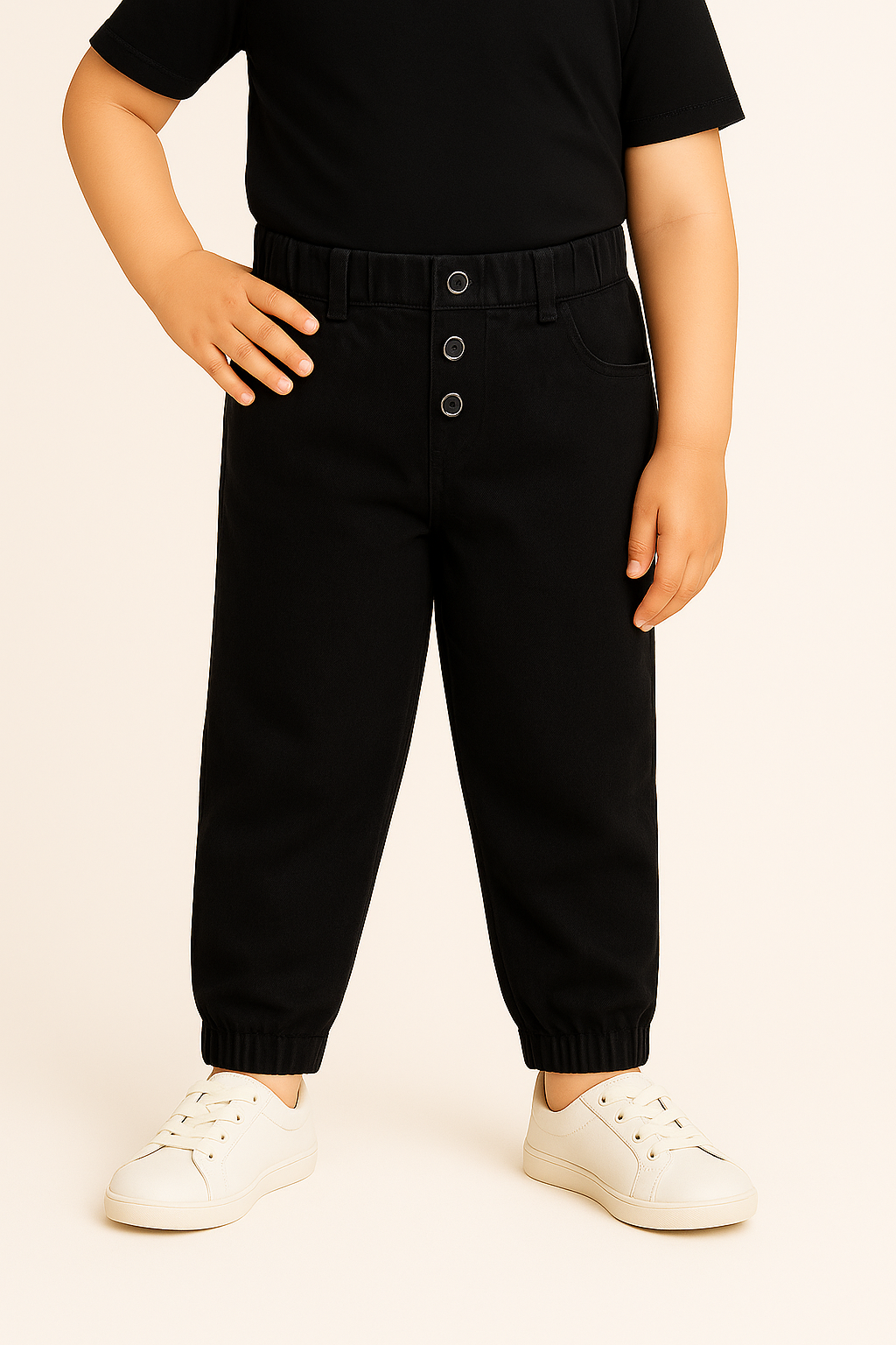 Girls High Waist Denim Joggers