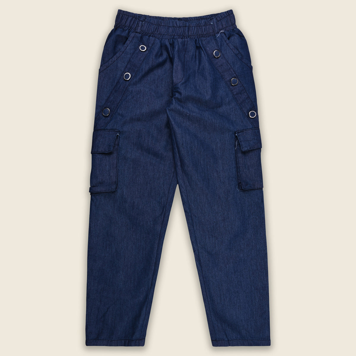 Girls High Waist Denim Joggers