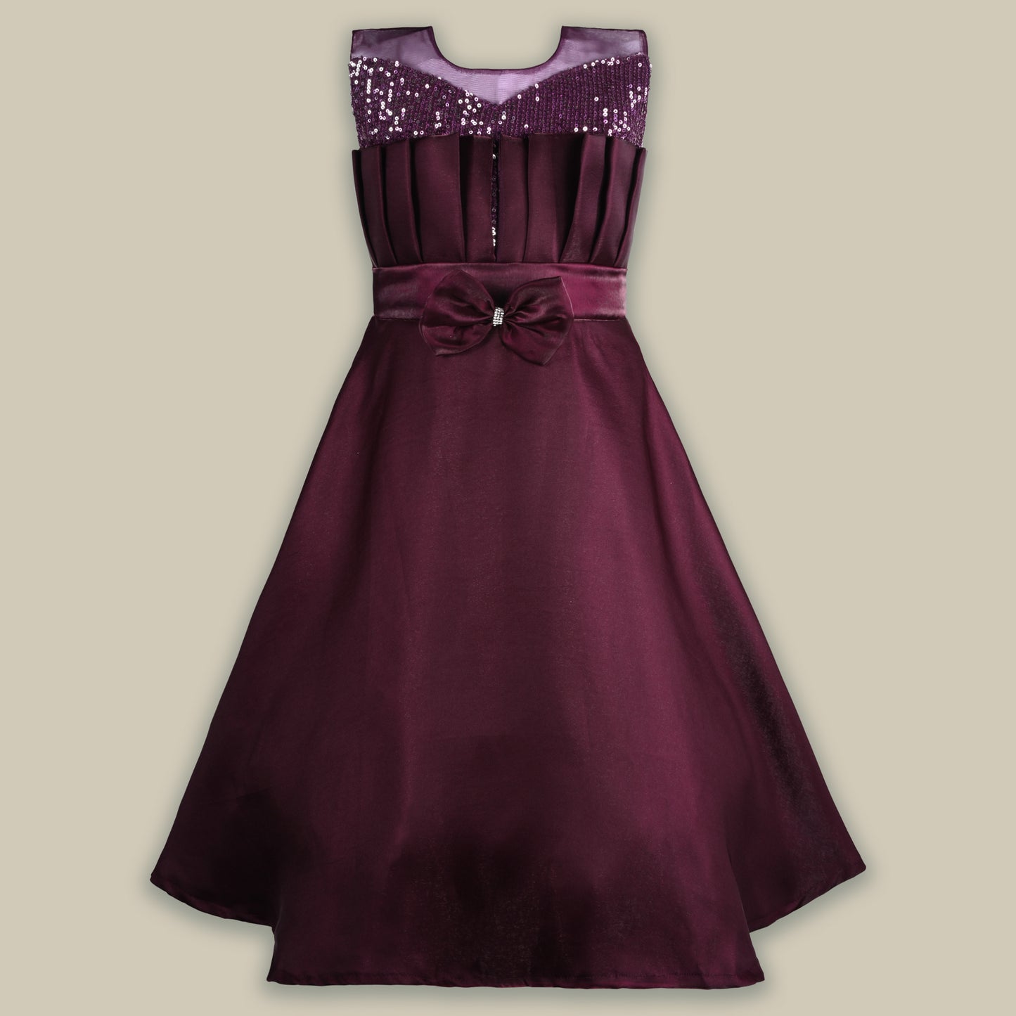 Girls Solid Fit and Flare Long Frock Dress