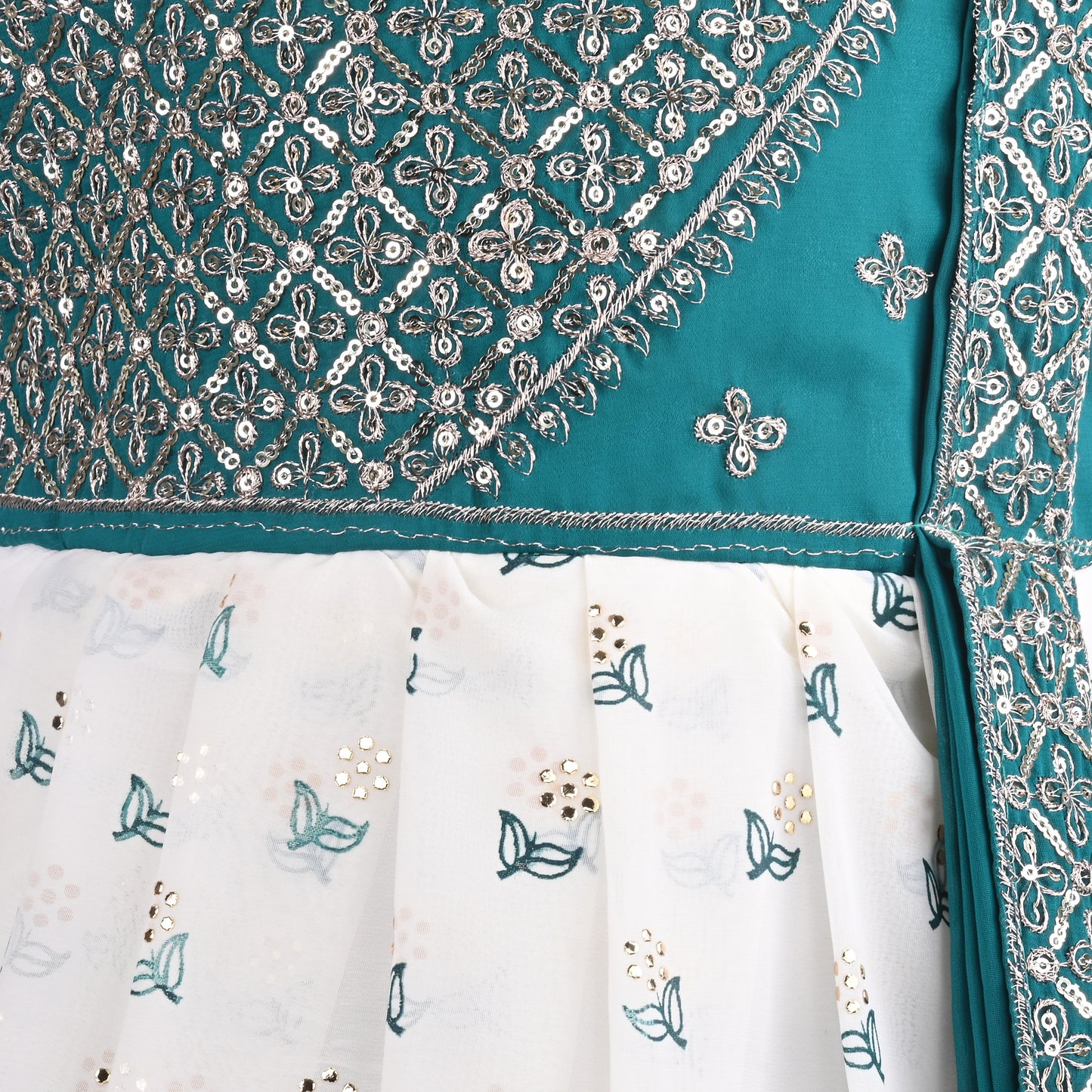 Girls Embellished Zari Embroidery Ethnic Gown