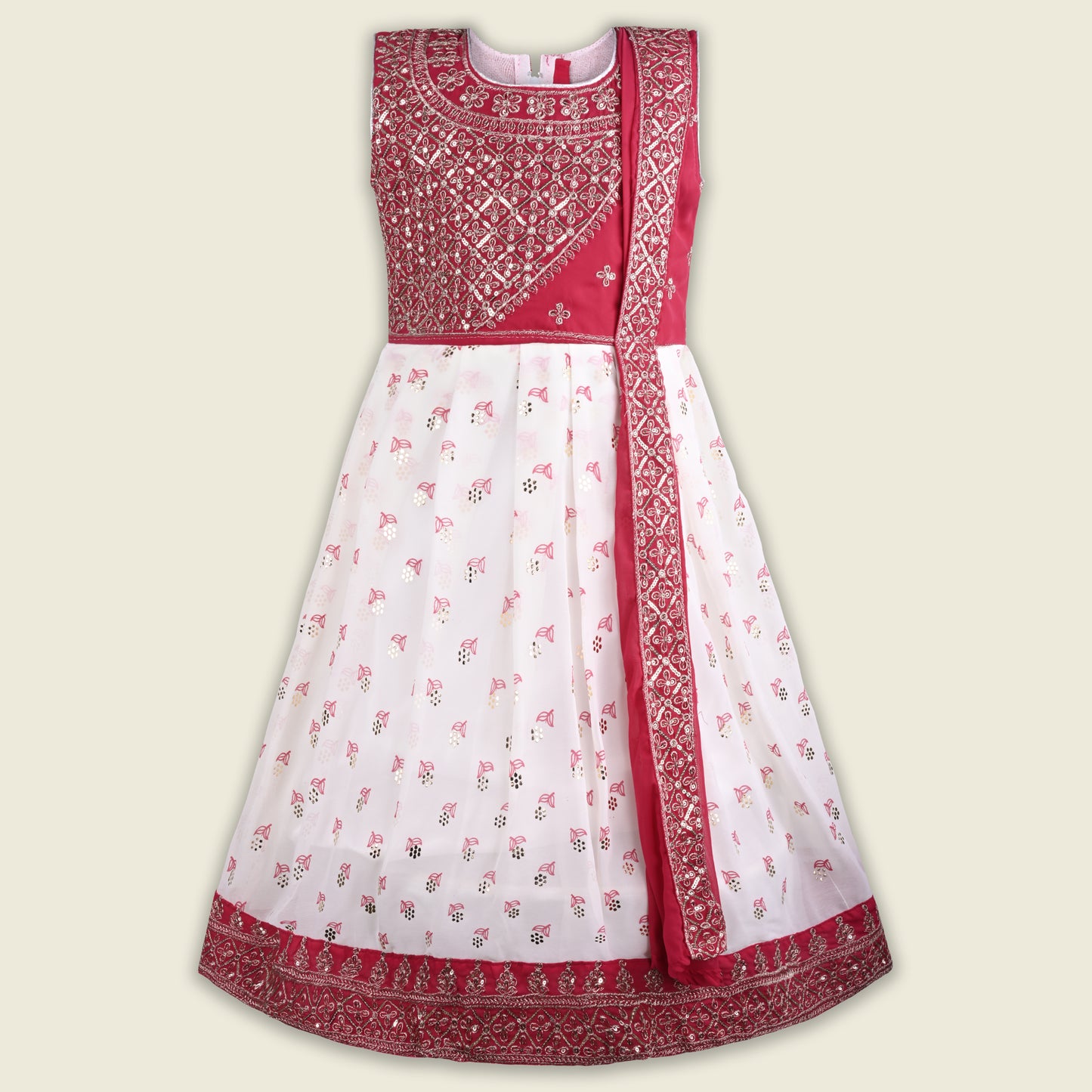 Girls Embellished Zari Embroidery Ethnic Gown lfp855