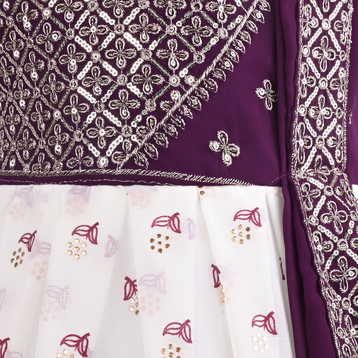 Girls Embellished Zari Embroidery Ethnic Gown lfp855