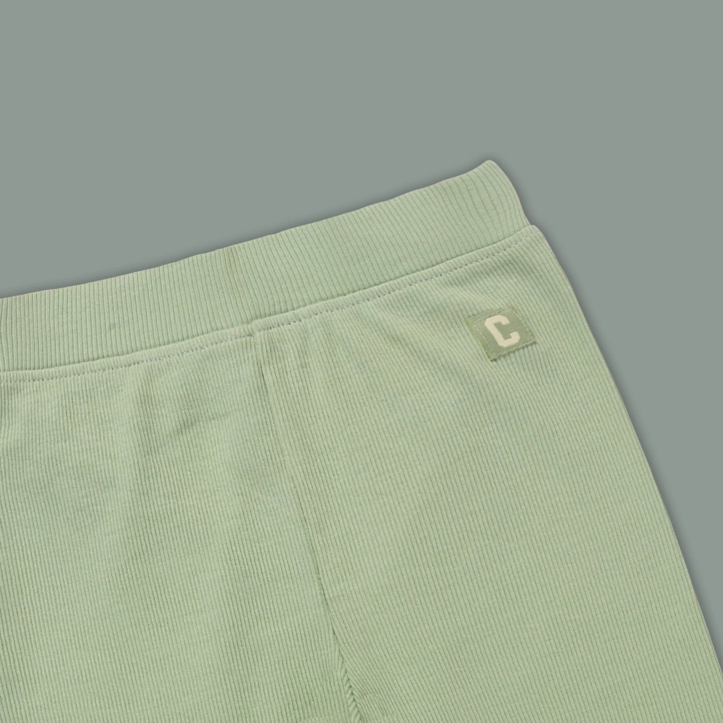 Kids Solid Ribbed Cotton Leggings – Light Green | Soft & Stretchable Everyday Wear