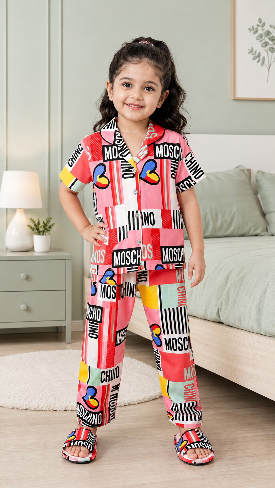 Unisex Cotton Printed Night Suit Set – Multicolor Graphic Print