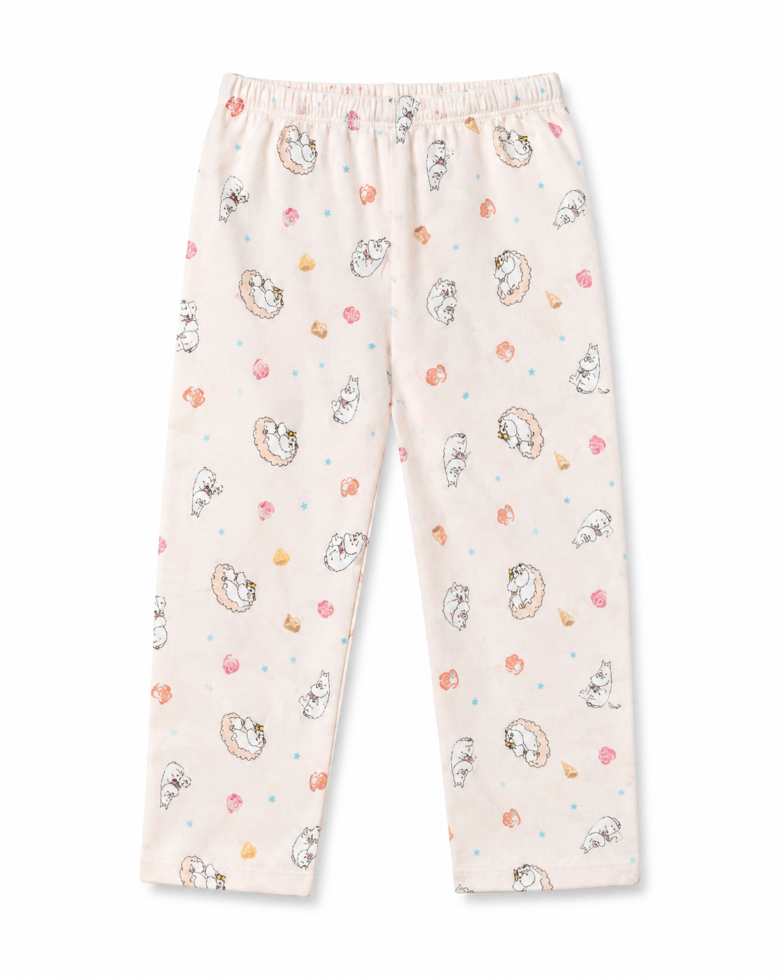 Girls Cotton Printed Night Suit Set – Soft Pink Character Print