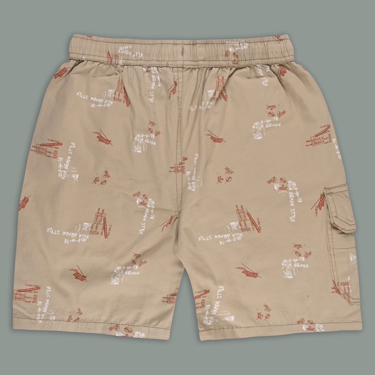 Boys Printed Cotton Cargo Shorts