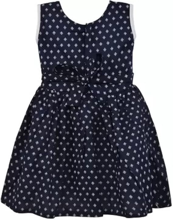 Girls Cotton Printed Sleeveless Frock with Bow – Summer Wear Dress